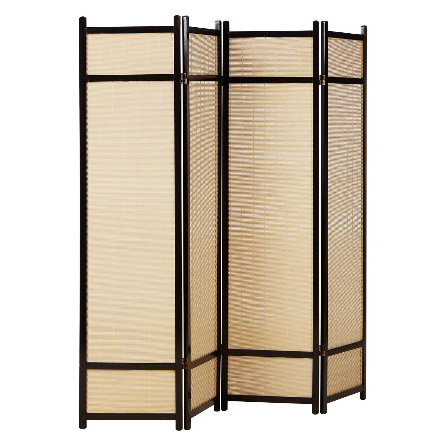 Paravent Brown Bamboo Natural | 4-panel | Wood | Room Divider Partition Privacy Screen