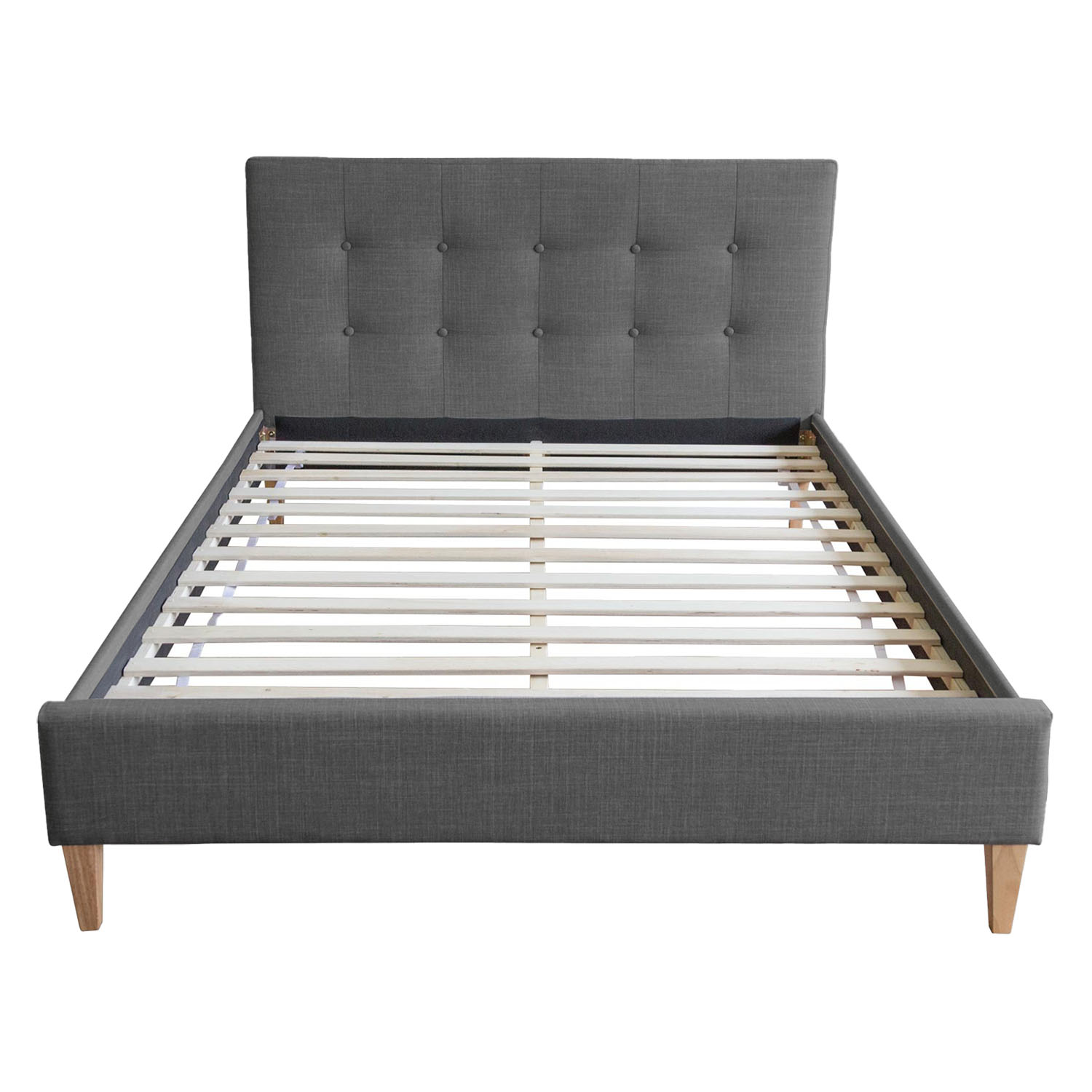 Upholstered bed 180x200 cm grey | with slatted frame | double fabric bed frame