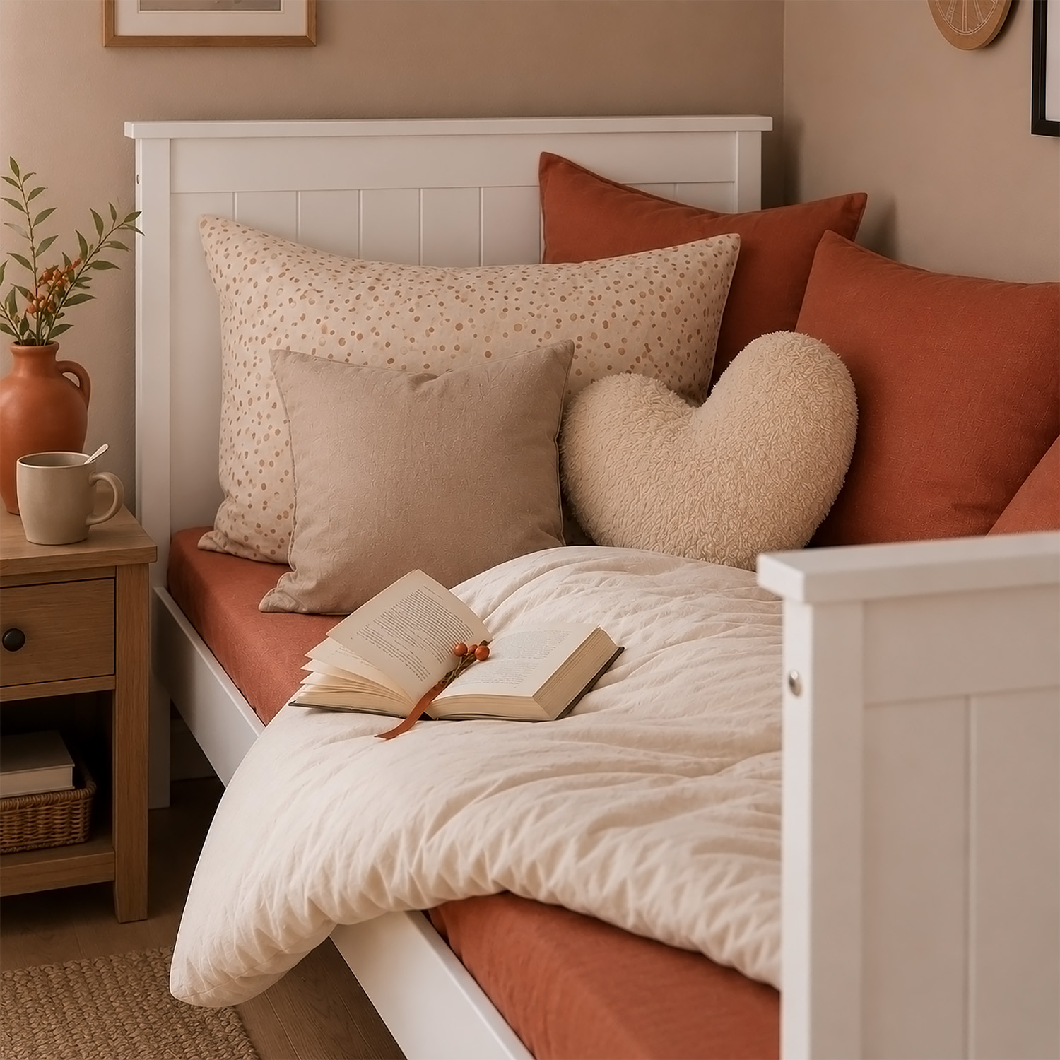 Wooden Bed 90x200 cm White | Single Bed | With Slatted Base | Country Style | Children's, Teen, or Guest Bedroom