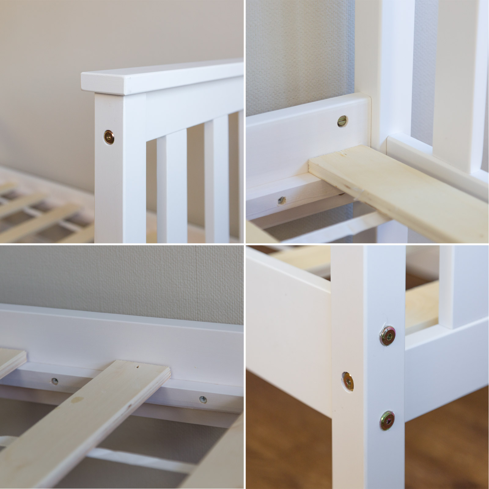 Children's Bed 70x140 cm White | Single Bed | with Slatted Frame | Wood