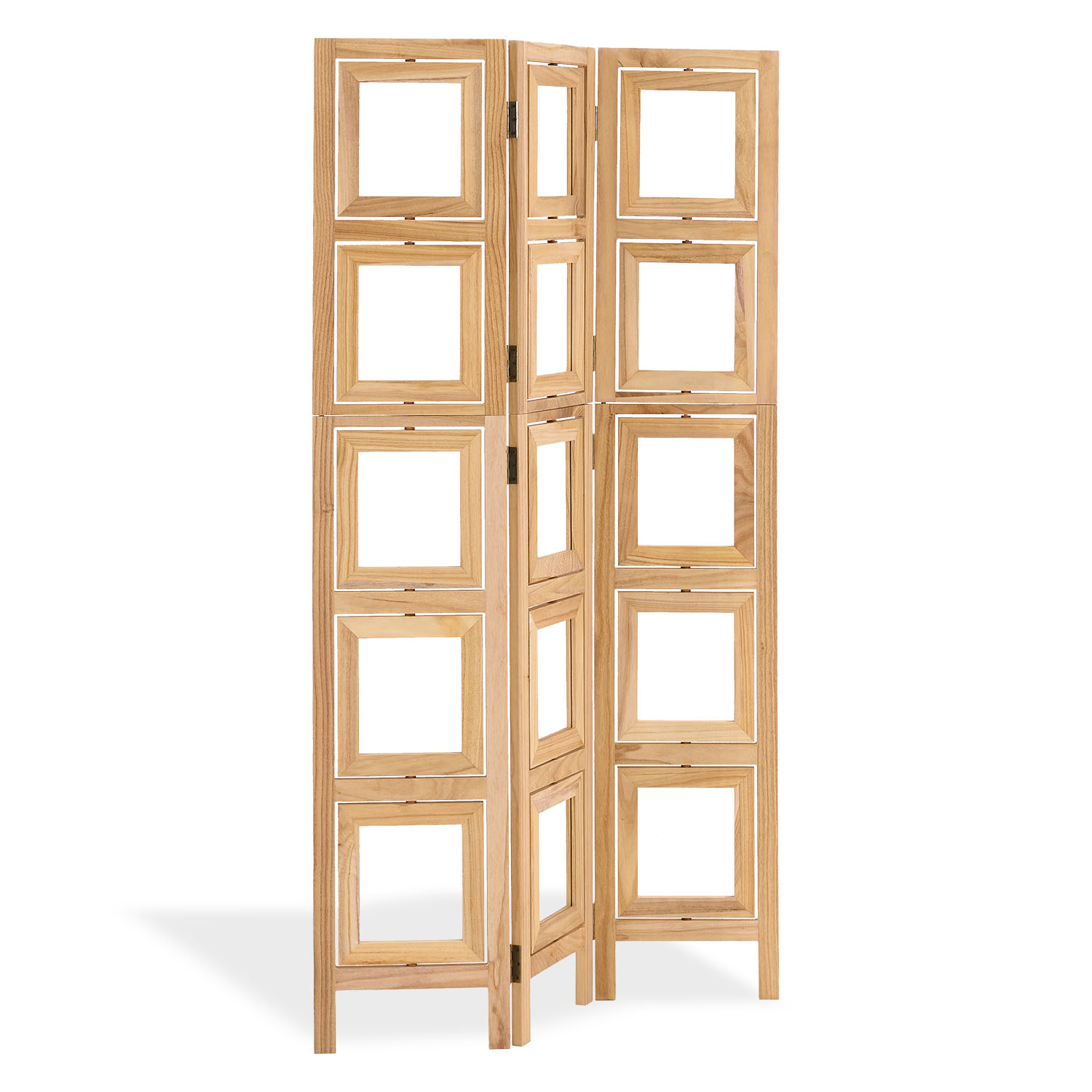 3-Panel "Nature" Folding Screen with Photos – Wooden Room Divider as a Photo Display
