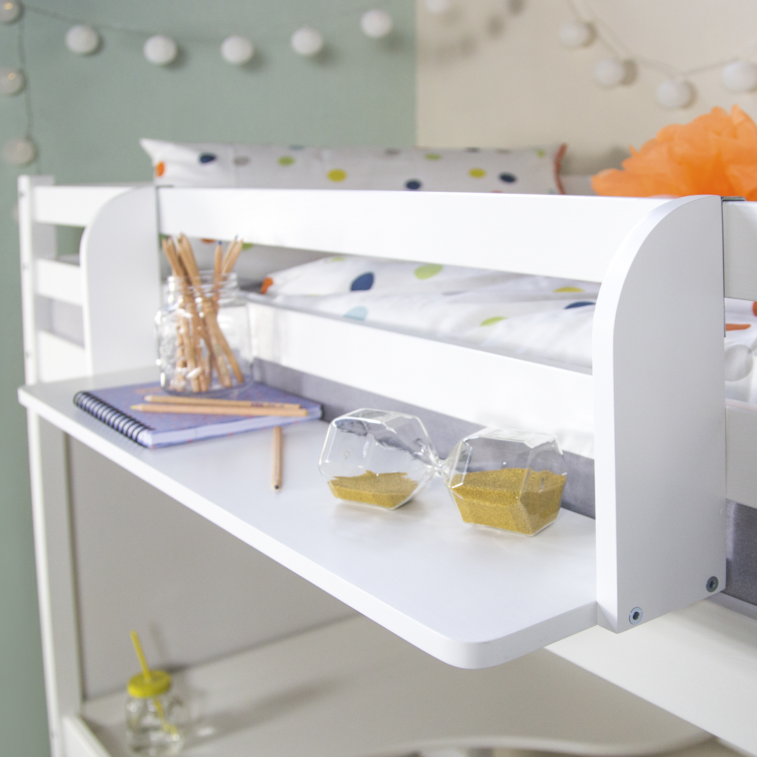 Hanging Shelf Bunk Bed Bookshelf Suspended Rack White Wood 1 Shelf