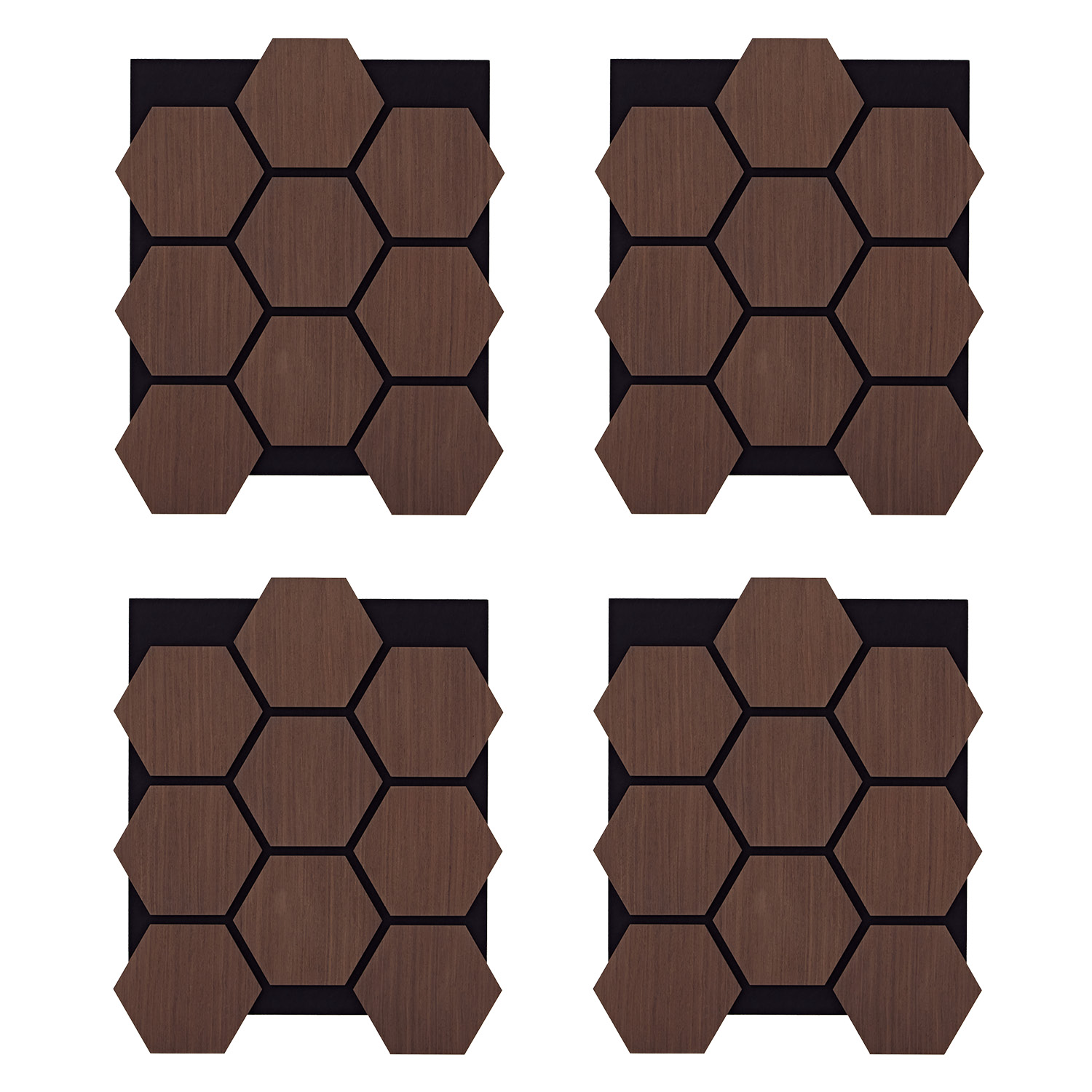 Acoustic Panels Wall Panels Hexagon Honeycomb 76 x 62 cm Brown Walnut | Wood | 4-piece Set | 3D Acoustic Panels Wall Panels Hexagon Honeycomb 76 x 62 cm Brown Walnut | Wood | 4-piece Set | 3D