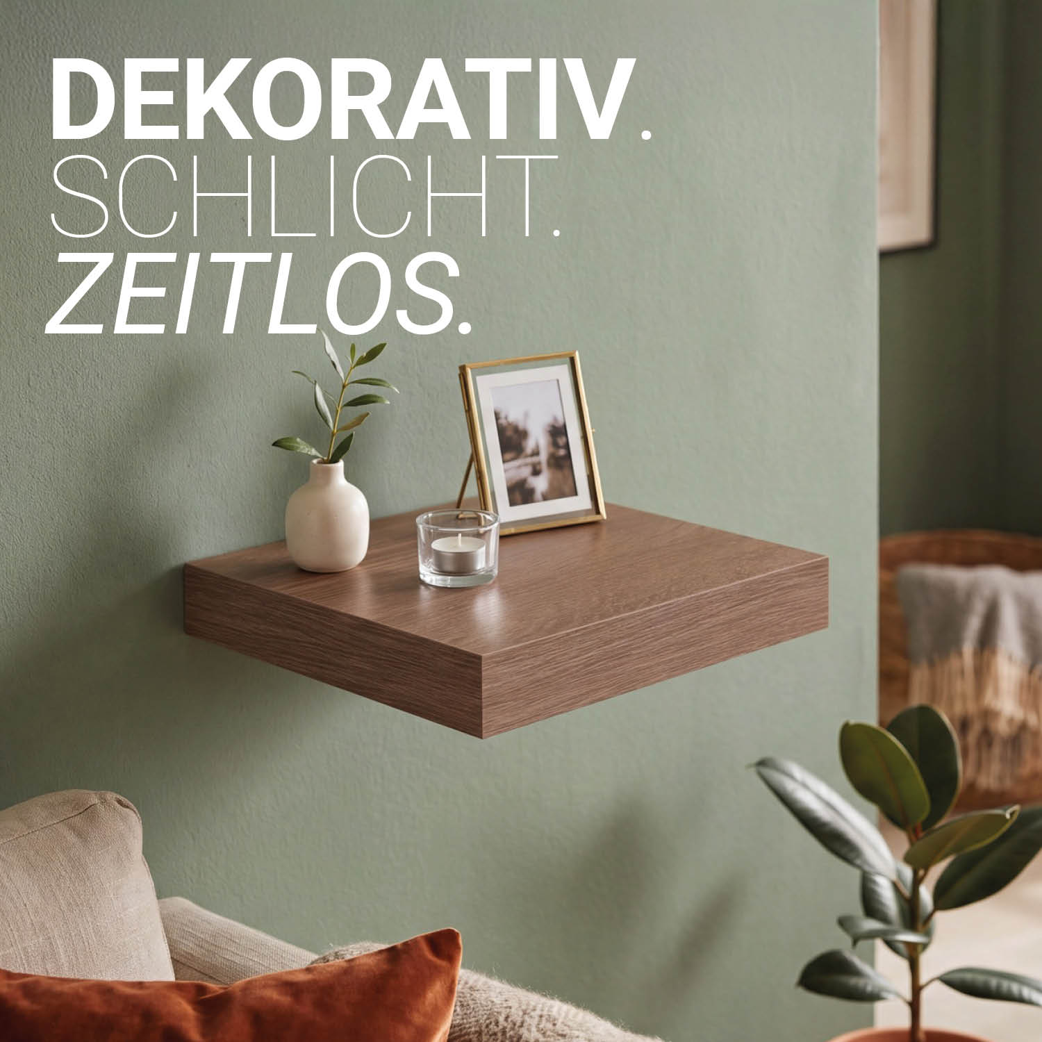 Floating Wall Shelf 23.5x23.5 cm Sonoma Dark Oak Effect Square Wooden Shelf for Living Room Bedroom Kitchen