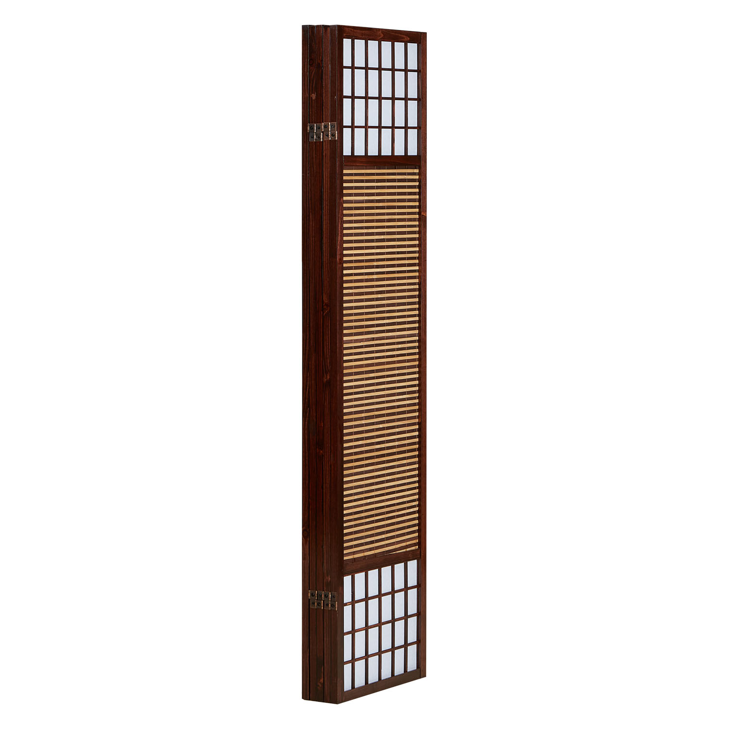 Paravent Brown Bamboo Shoji Rice Paper White | 5-panel | Wood | Room Divider Partition Privacy Screen