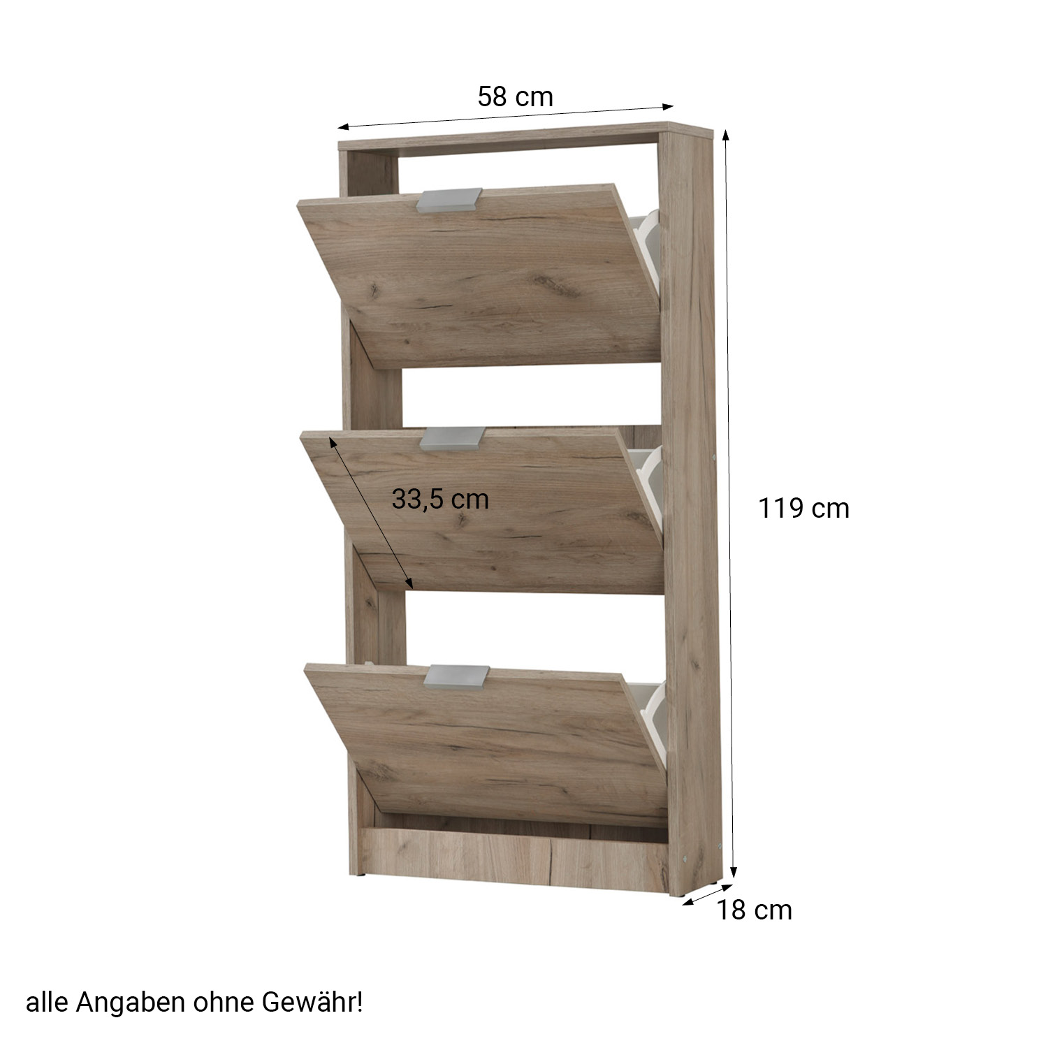 Shoe Rack Shoe Storage Shoe Cabinet Shoe Cupboard Wooden Grey Oak 3 Tier Shoe Tipper