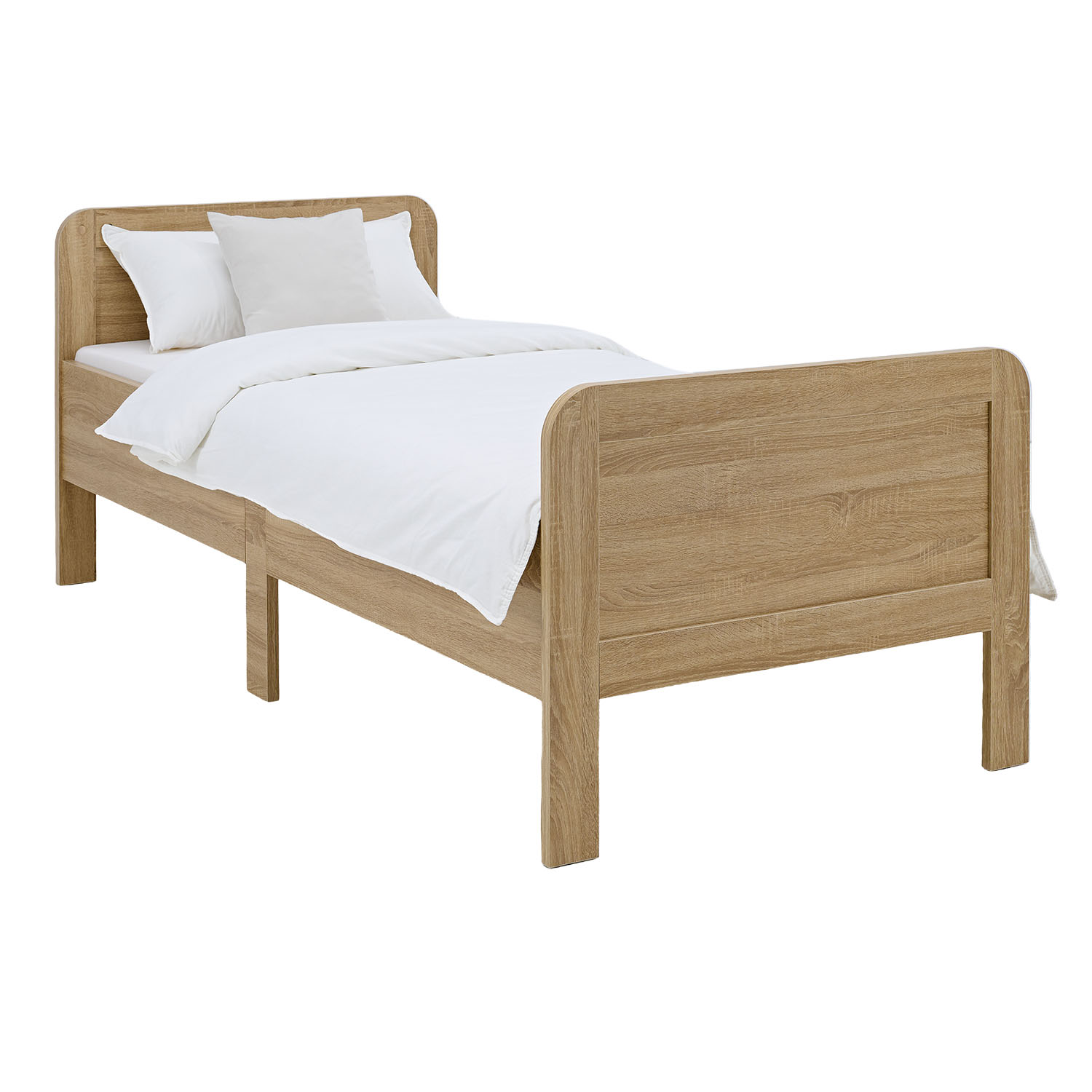 Comfort Bed 90x200 cm Natural | Senior Bed Height Adjustable with Slatted Frame | Single Bed | Wood