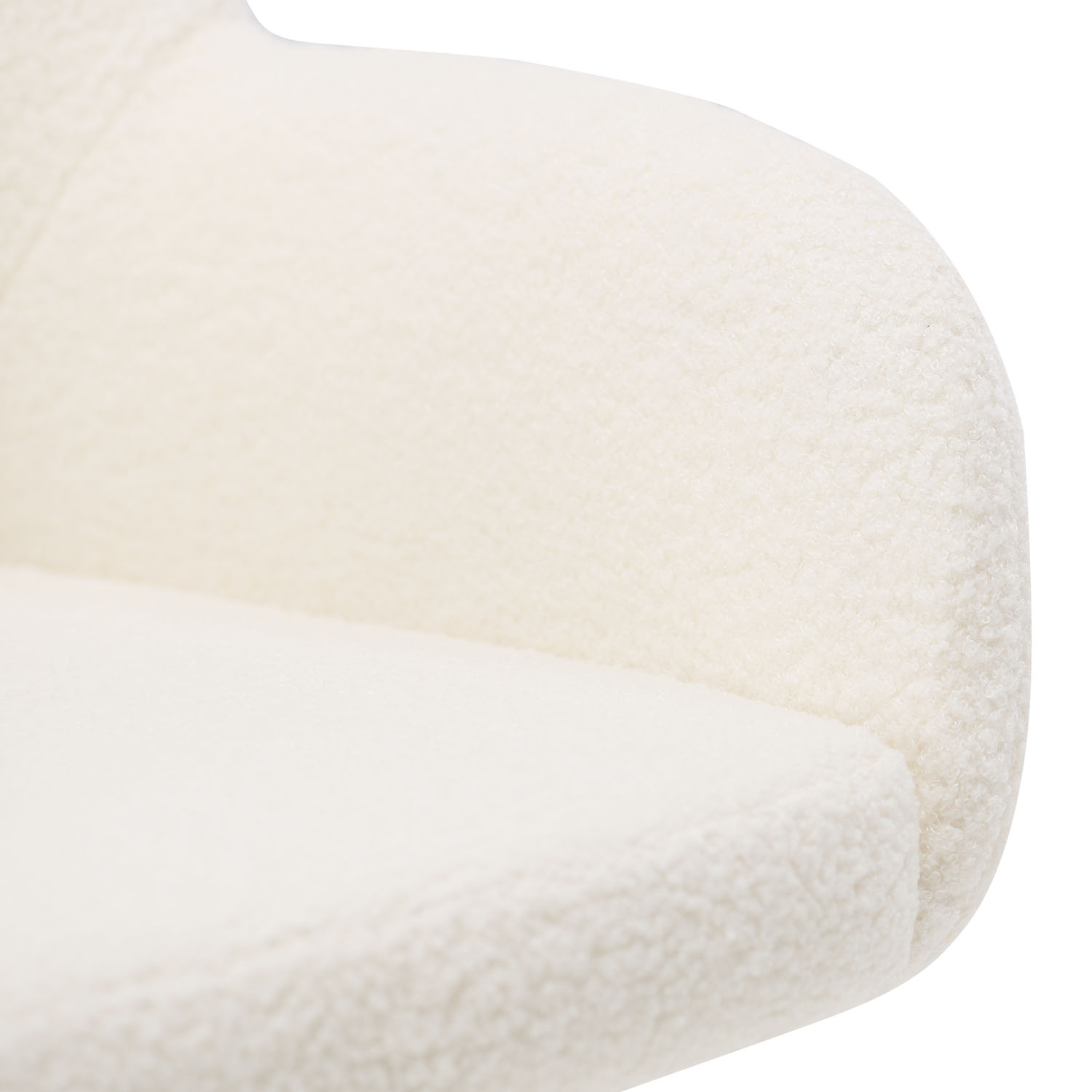 Upholstered Chair Teddy Fabric White | Set of 6 | swivel | with Armrests | Kitchen Dining Room Office