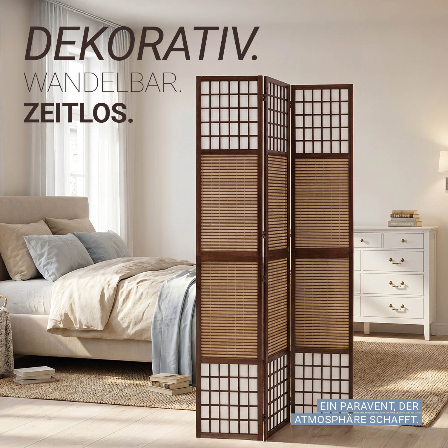 Paravent Room Divider 3 4 Parts Wood Partition Privacy Screen Brown