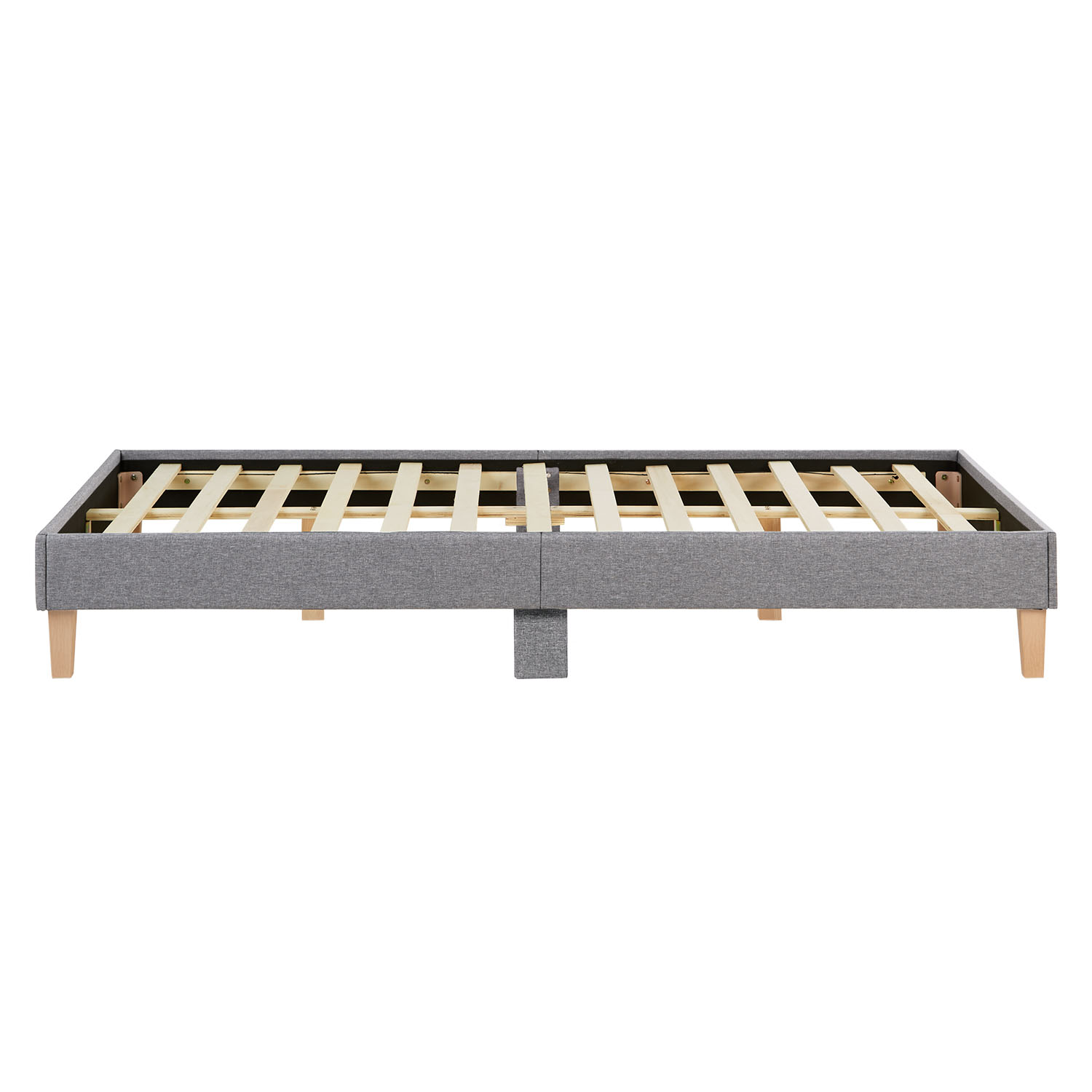 Upholstered Bed 120x200 cm Gray – Futon Bed with Slatted Base & Mattress | Modern Fabric Bed