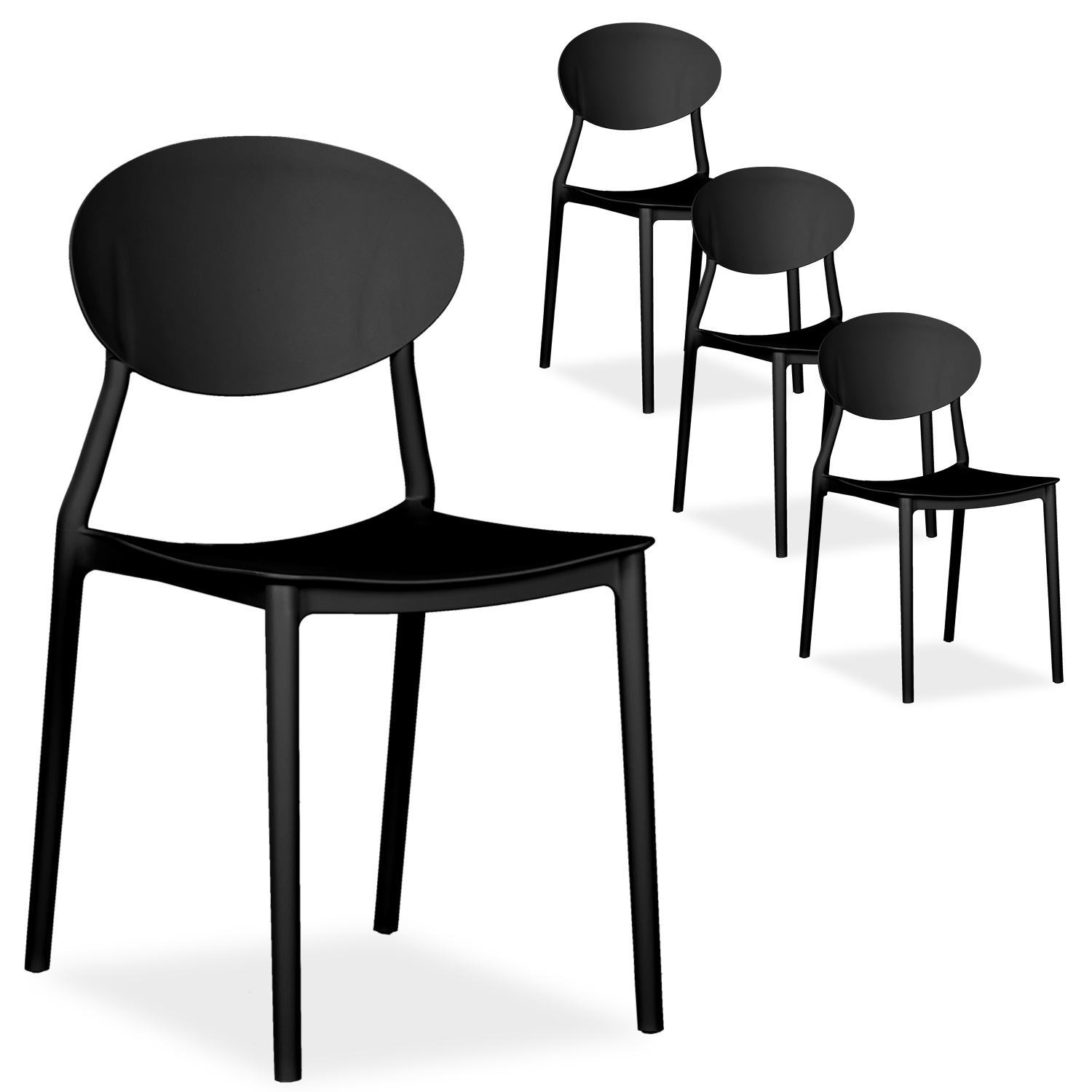 Chaise de jardin Lot de 4 Chaises design moderne Couleurs Différents Plastique Chaises exterieur Chaises empilable Chaise de cuisine