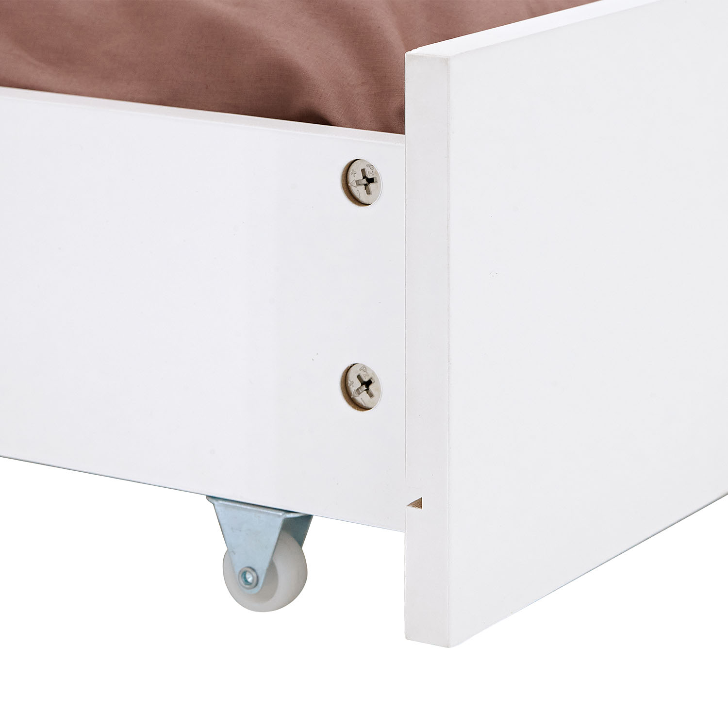 Children's Bed 90x200 cm White Natural | Wooden bed with 2 drawers | Single Bed | with Slatted Frame | Fall Protection