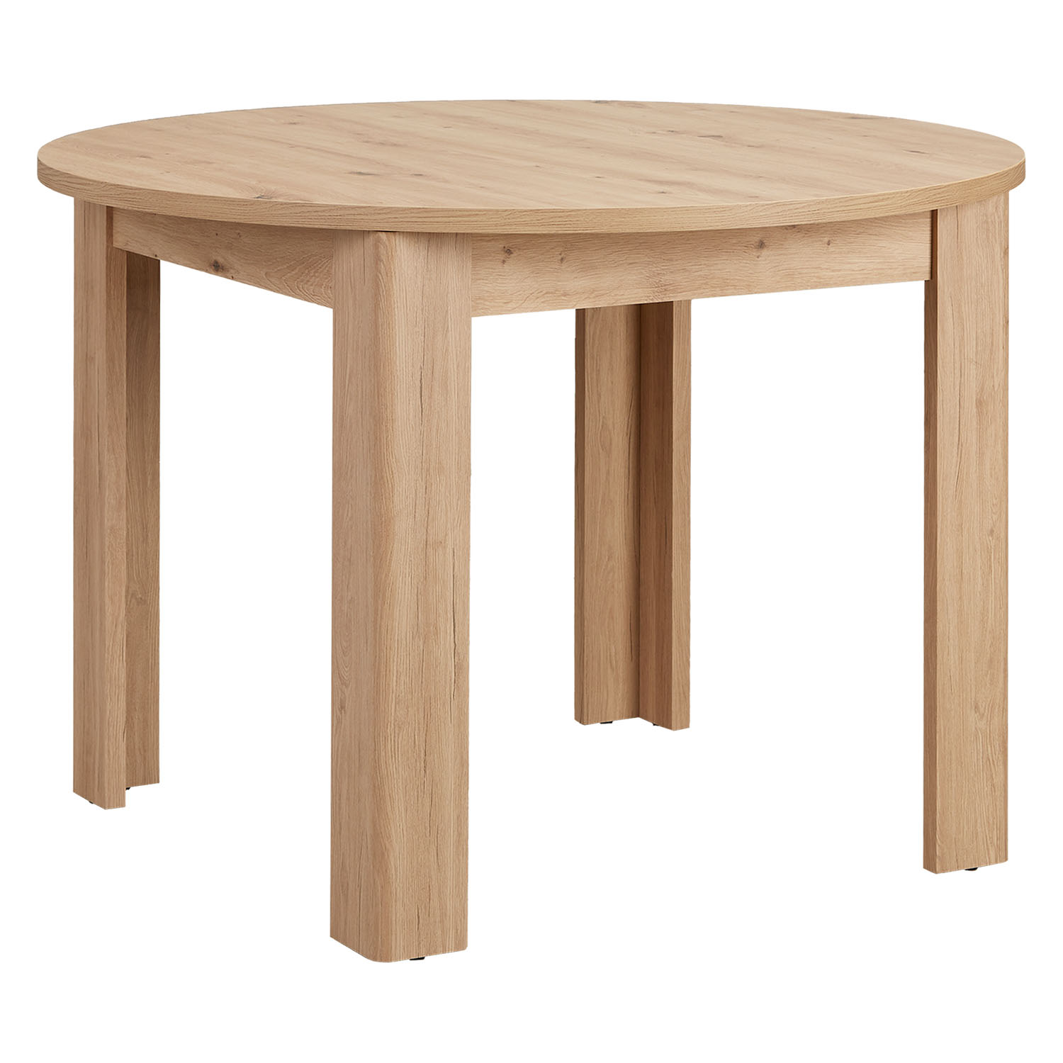Modern Dining Table Round Kitchen Table Ø 106 cm Wooden Table Oak White 4 Seater