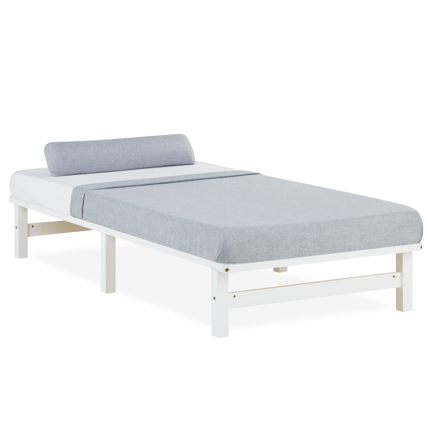 Solid wood bed frame white sales