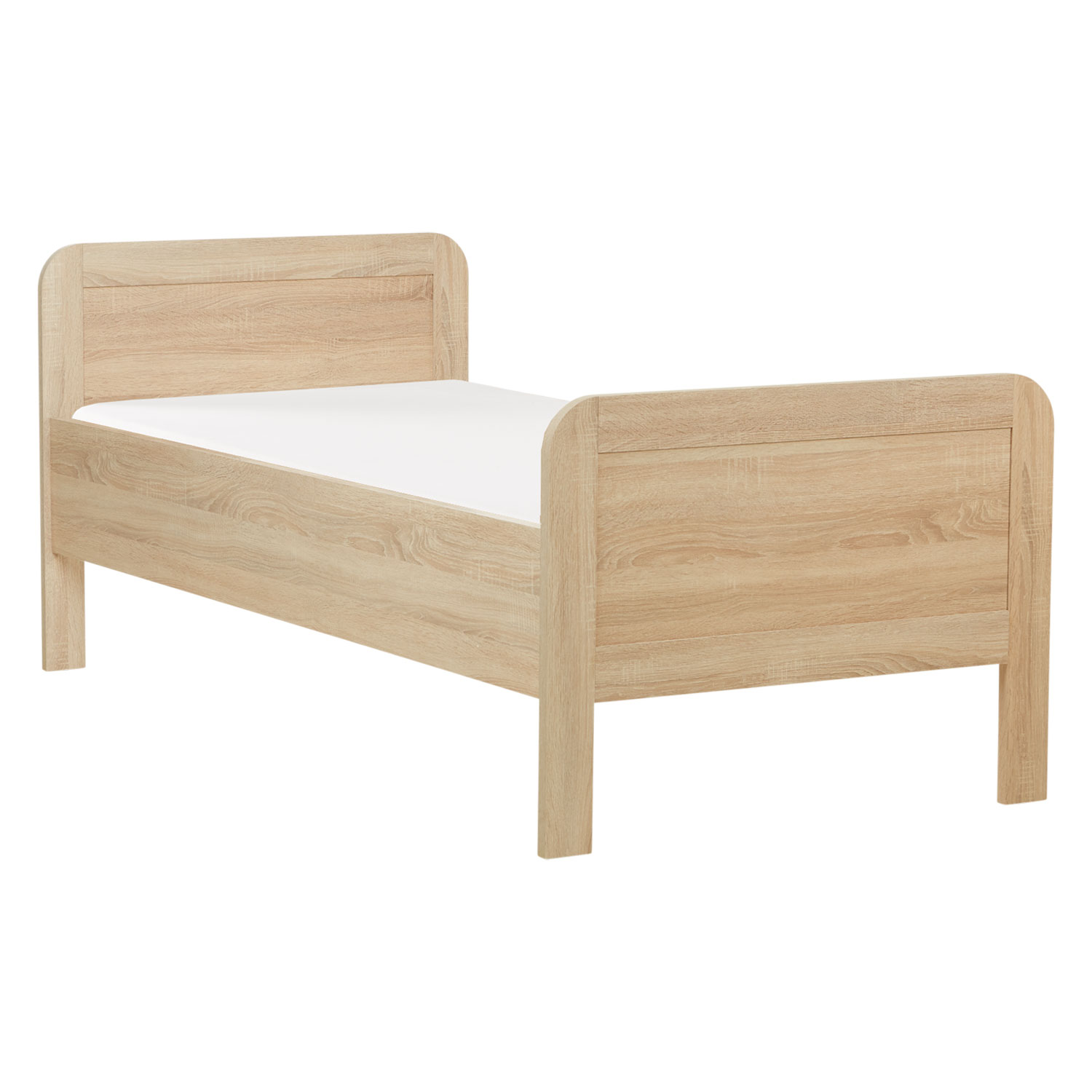 Lit confortable 90x200 Lit pour Seniors Hauteur réglable Lit en bois Chêne  Lit simple Cadre de lit