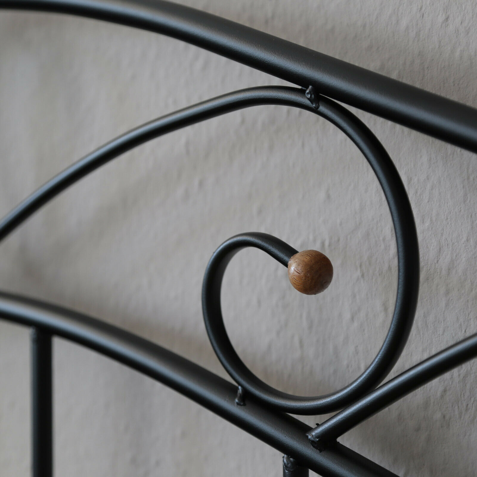 Metal Bed Iron Bed Double 160 x 200 Wood Slatted black natural bed frame 920 Metal Bed Iron Bed Double 160 x 200 Wood Slatted black natural bed frame 920