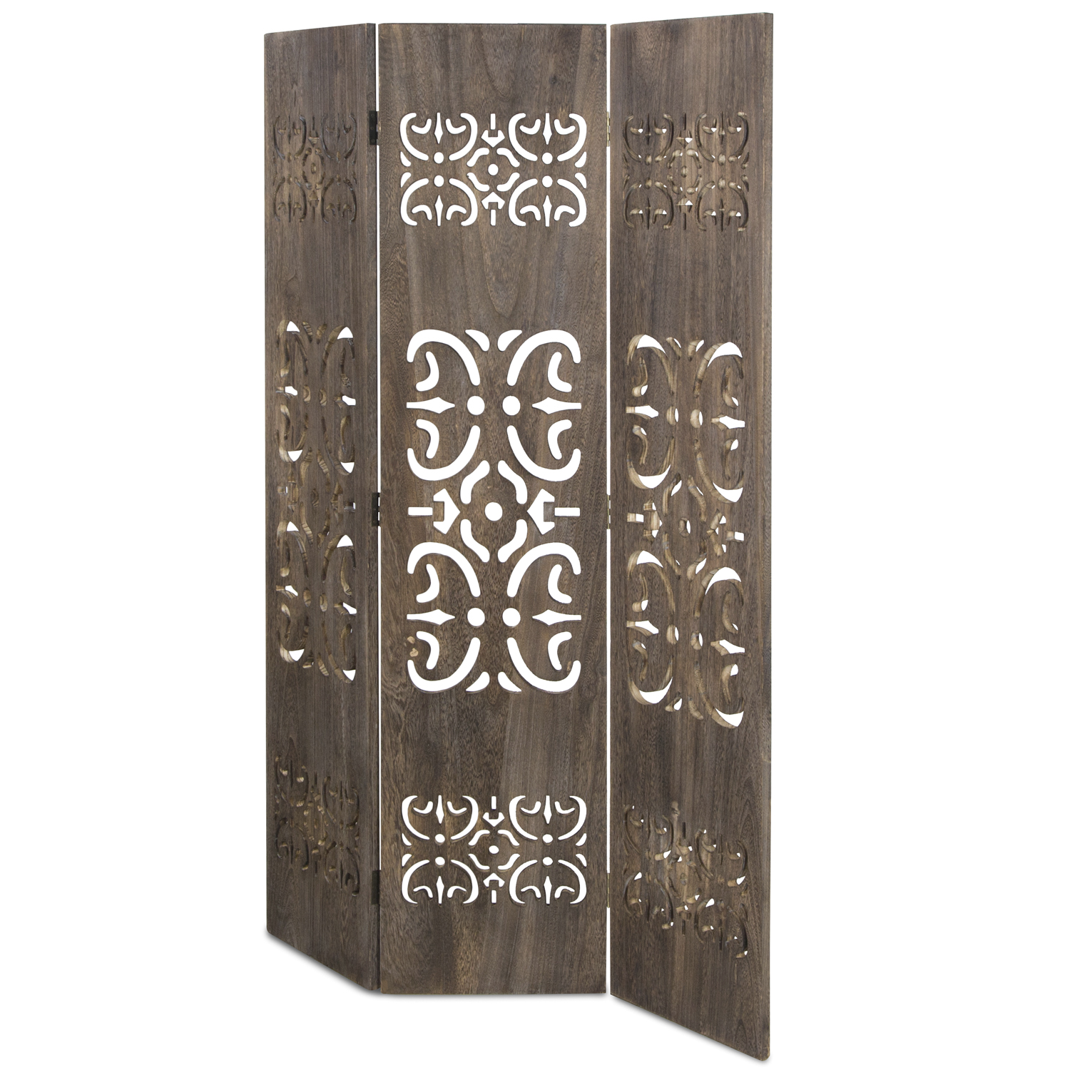 Paravent Brown Carvings | 3-panel | Wood | Room Divider Partition Privacy Screen