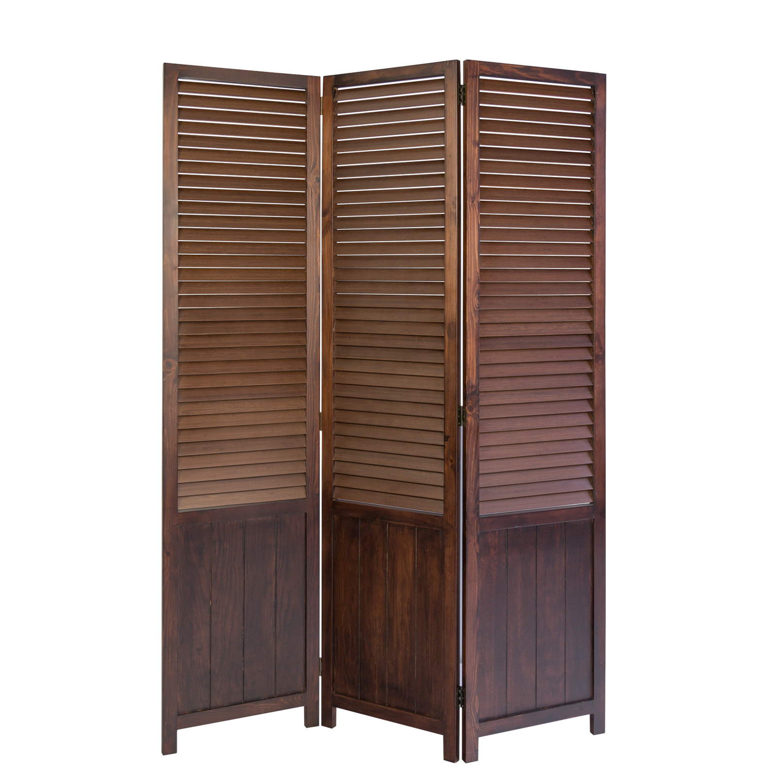 Paravent Brown Wooden Slats | 3-panel | Wood | Room Divider Partition Privacy Screen