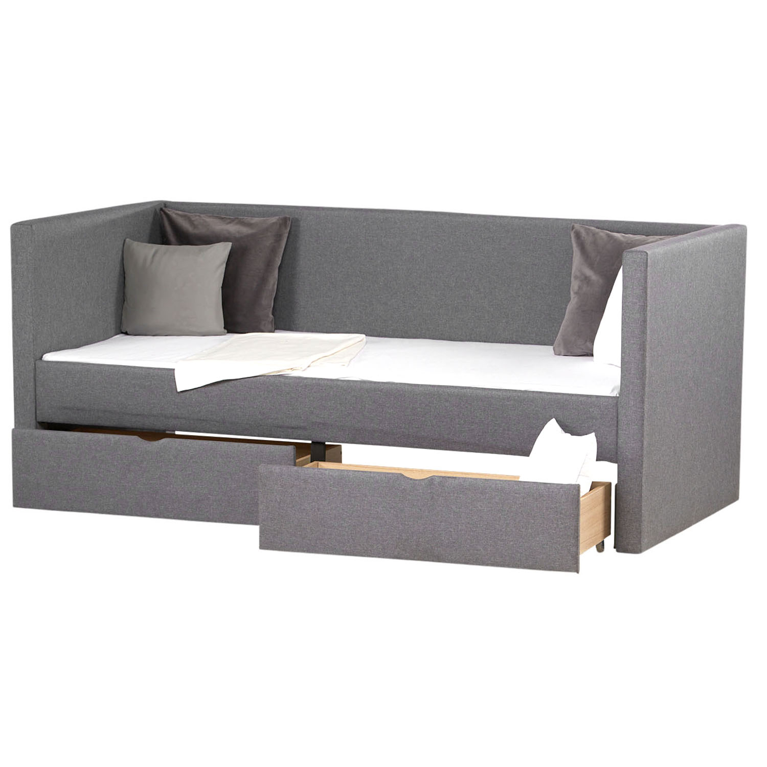 Upholstered Bed 90x200 Grey Bed Drawer Day Bed Sofa Bed Guest Bed Extendable