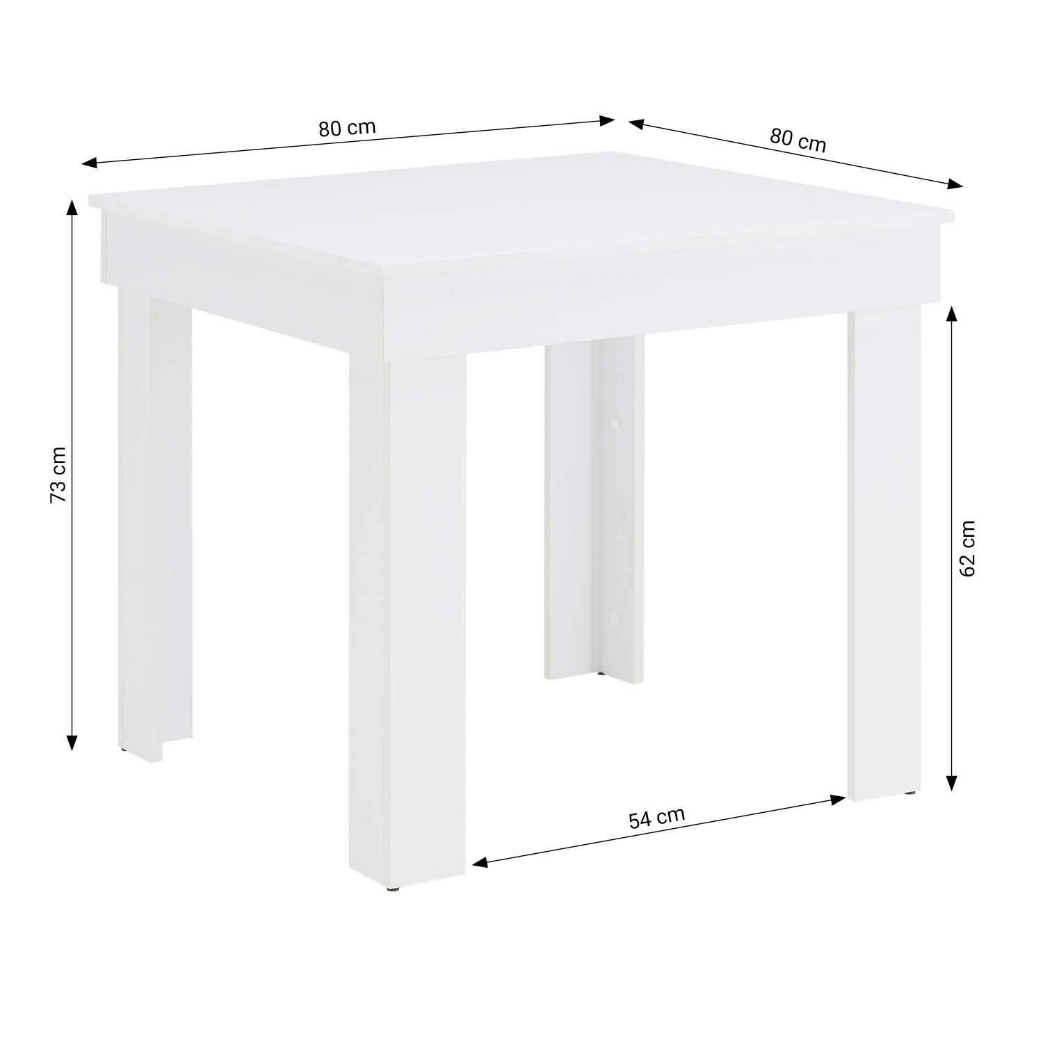 Modern Dining Table Kitchen Table Wooden Table 80x80 cm White 4 Seater Living Room