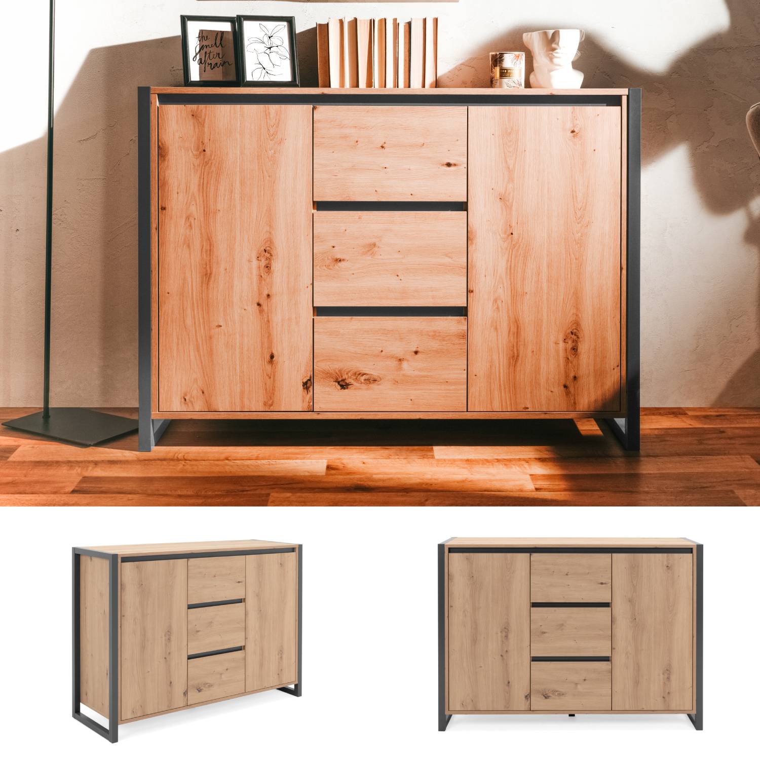 Kommode Sideboard Anrichte Schrank mit Schubladen Wohnzimmerschrank Beistellschrank Holz Industrial Look