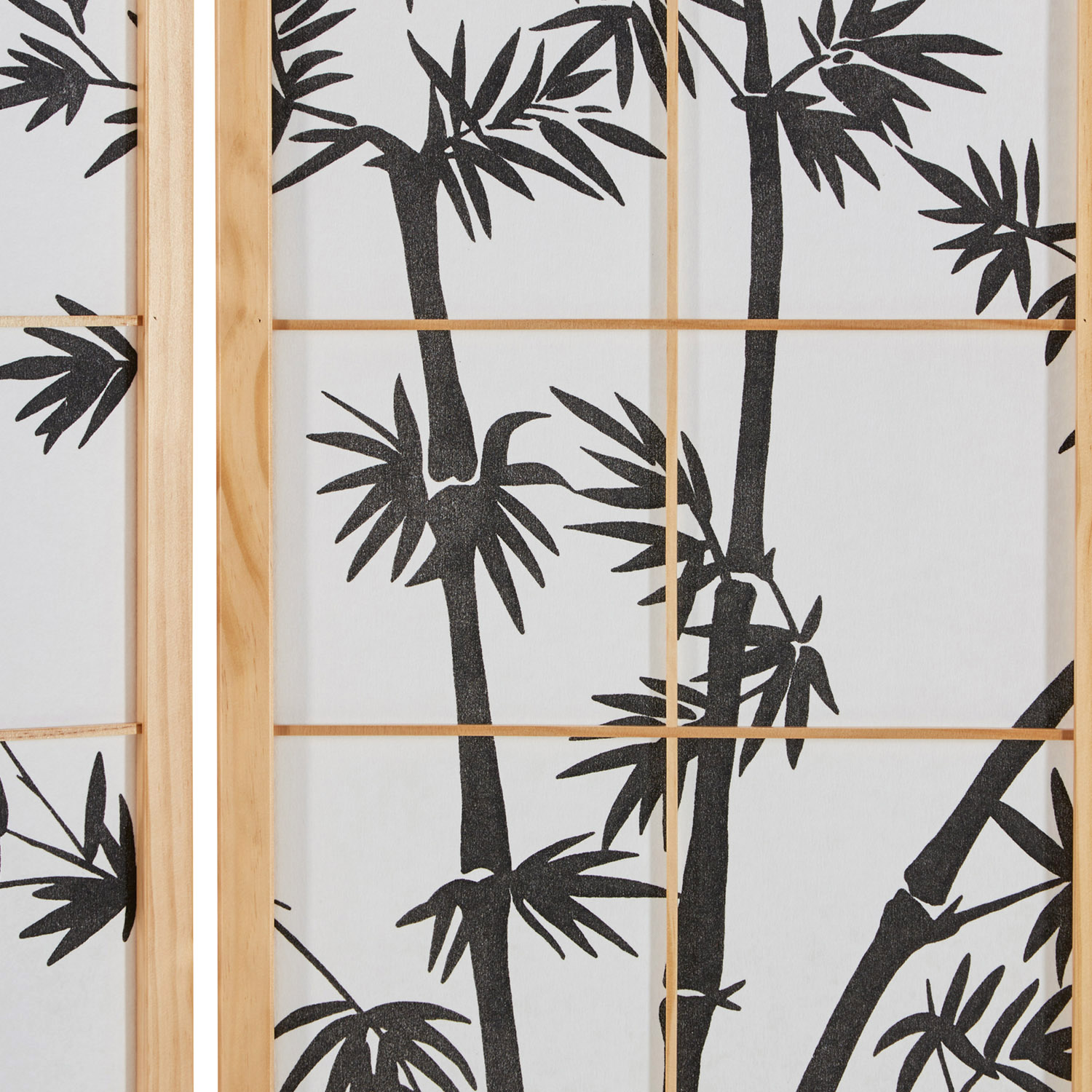 Paravent Natural Bamboo Pattern Print | 5-panel | Wood | Room Divider Partition Privacy Screen