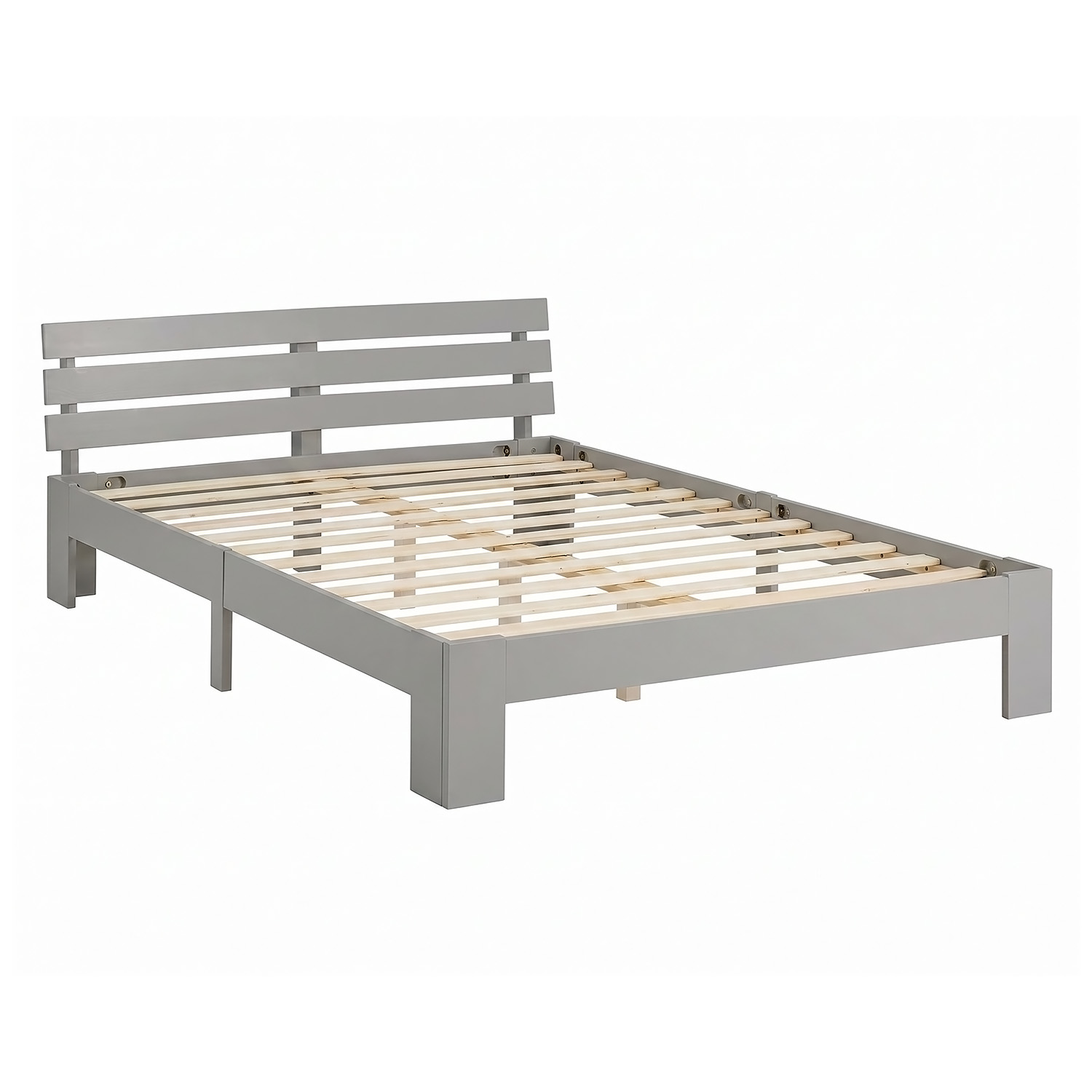 Solid Pine Wood Bed, 120x200 cm – Futon Bed with Mattress & Slatted Base