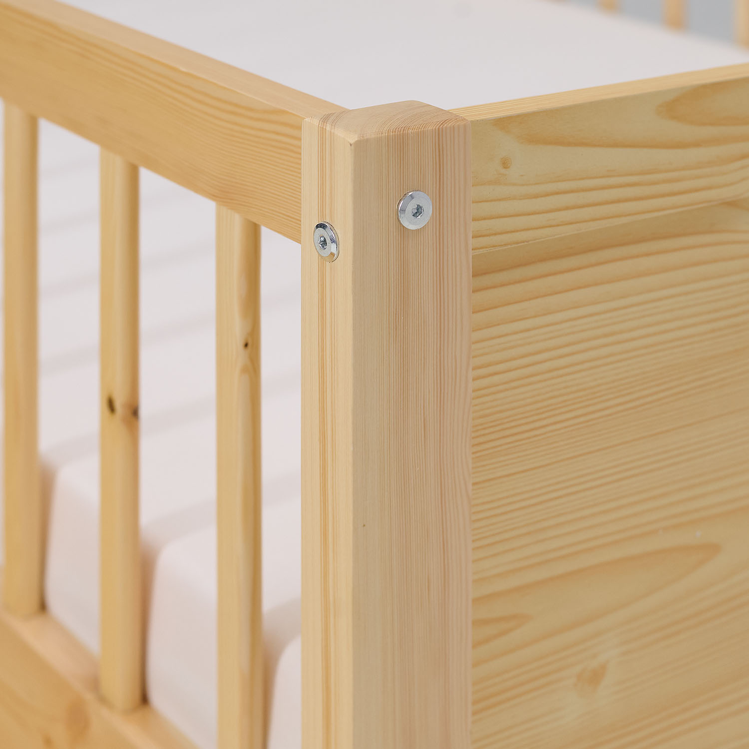 Children's Bed 90x200 cm Natural | Wooden bed with 2 drawers | Single Bed | with Slatted Frame | Fall Protection