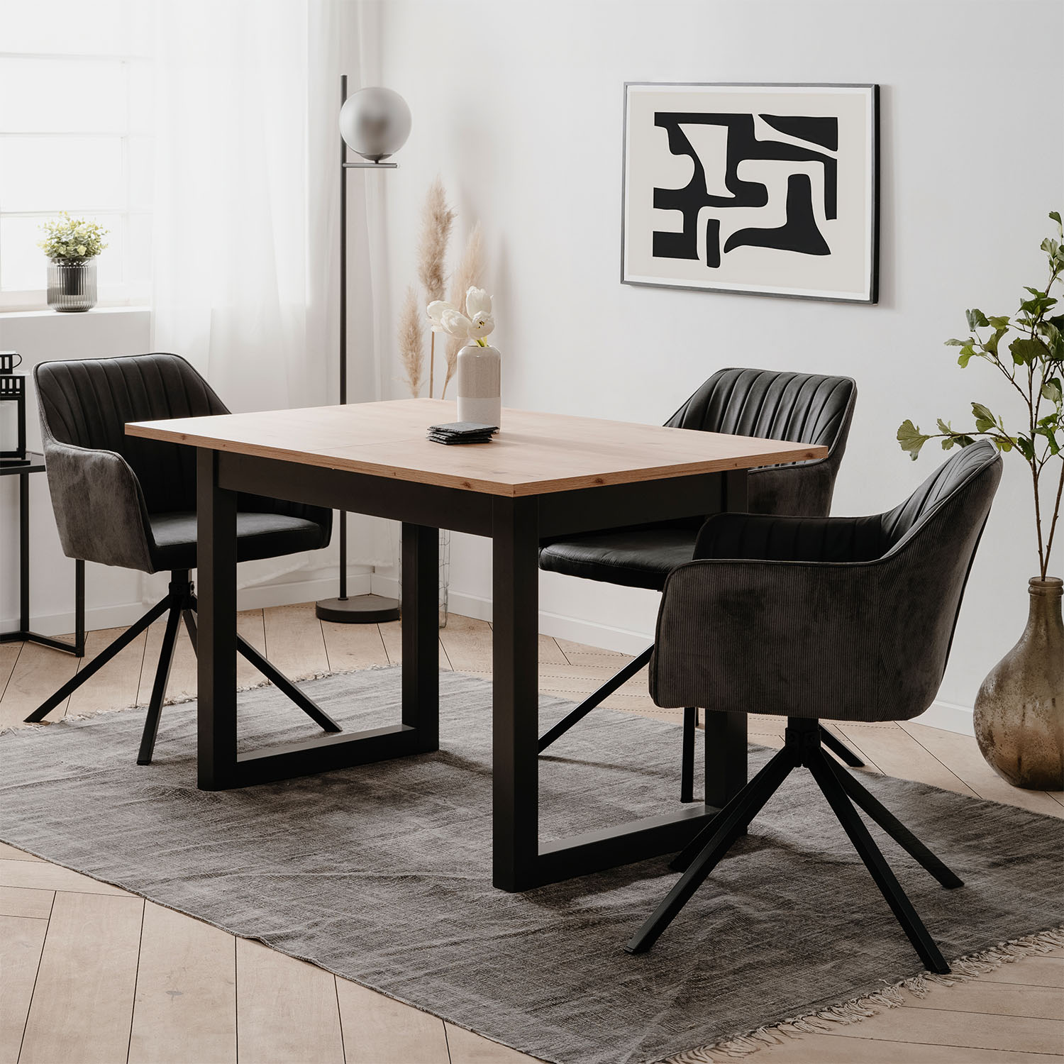 Extendable Dining Table 120x80 cm Kitchen Table Wooden Table Industrial Style Living Room Table