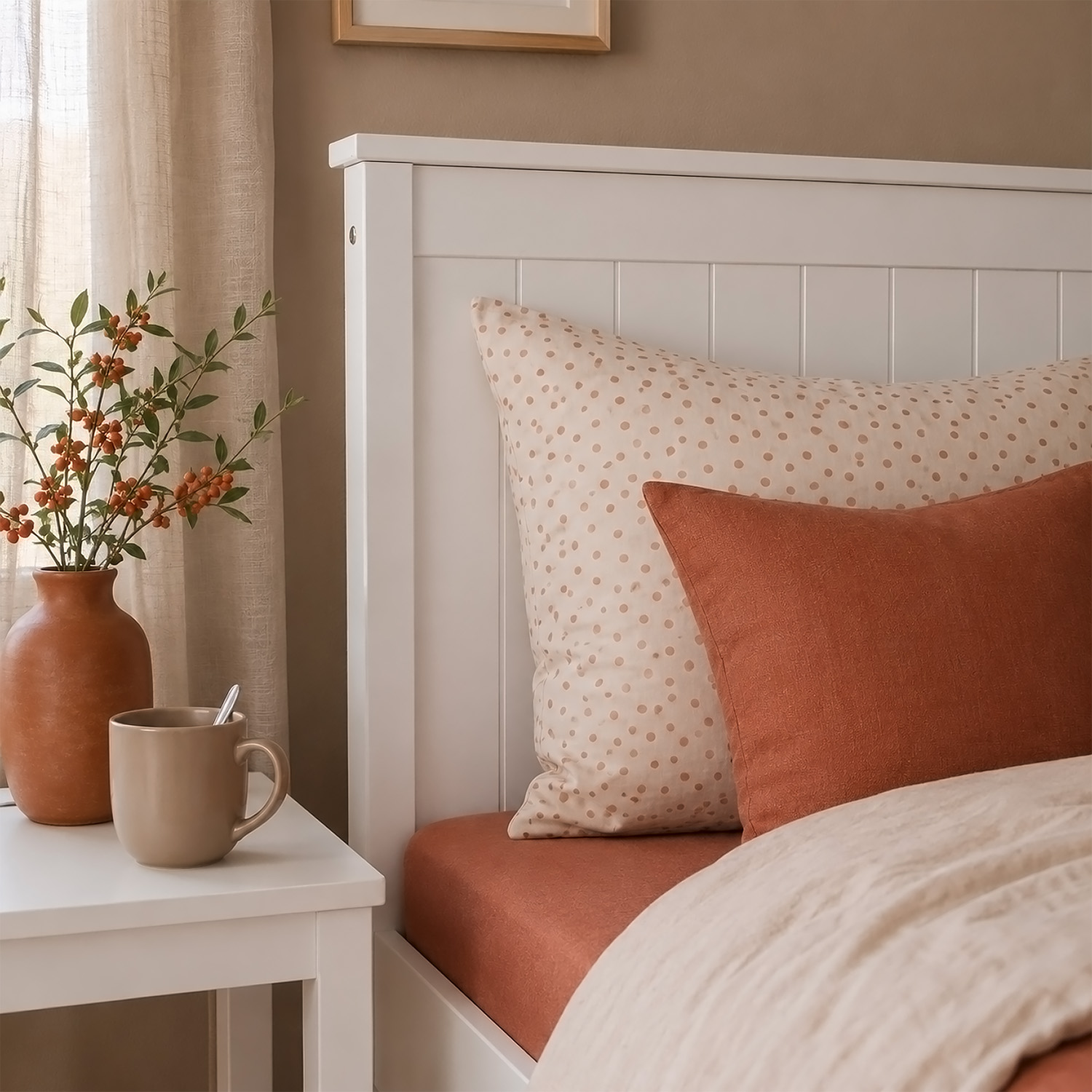 Wooden Bed 90x200 cm White | Single Bed | With Slatted Base | Country Style | Children's, Teen, or Guest Bedroom