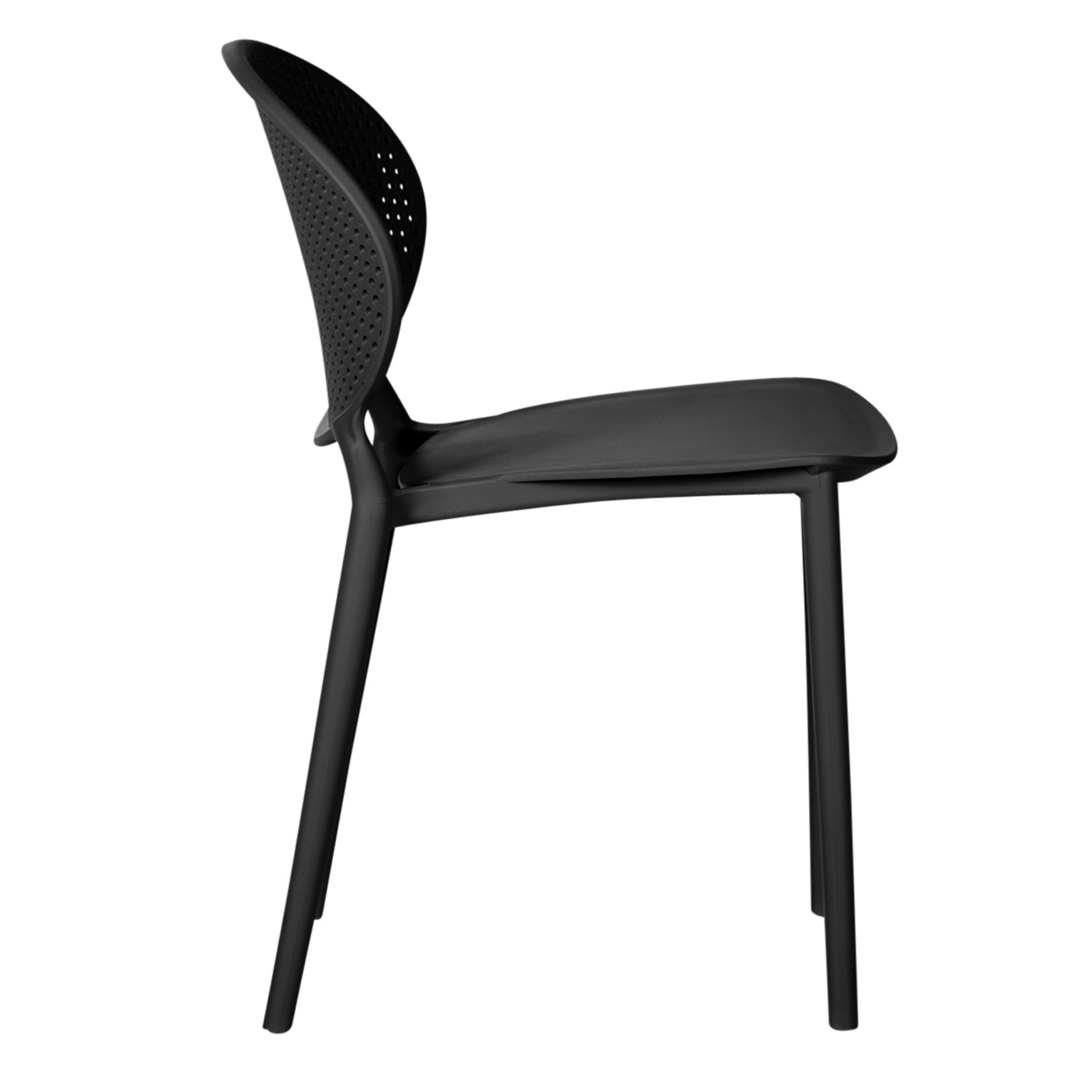 Modern Garden chair Set of 4 Black Camping chairs Outdoor chairs Plastic Stacking chairs Kitchen chairs