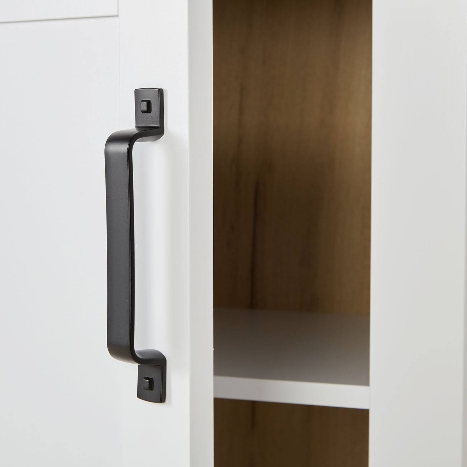 Showcase Highboard White Cabinet with compartments Living room cabinet Wood Oak Country Style