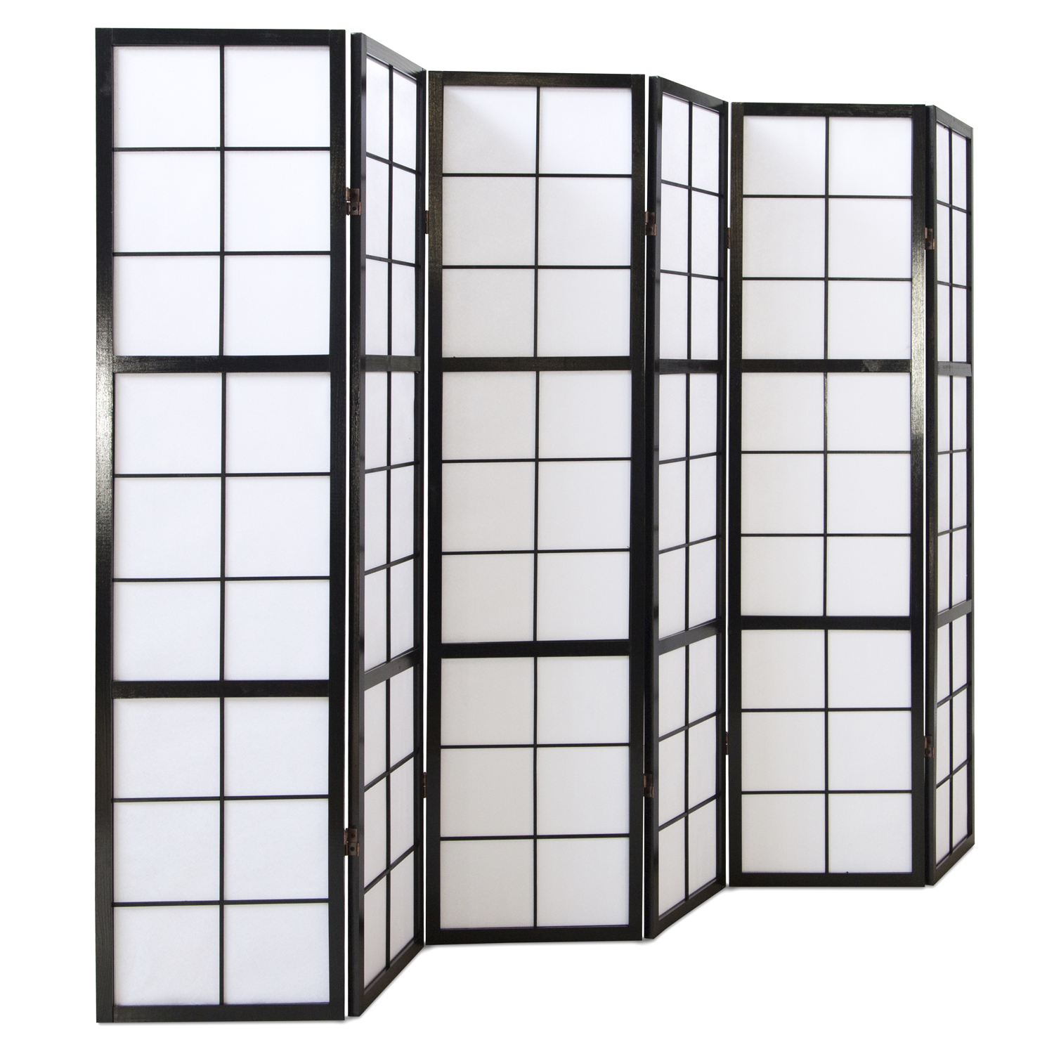 Paravent room divider 6 parts partition wall Shoji Foldable Black