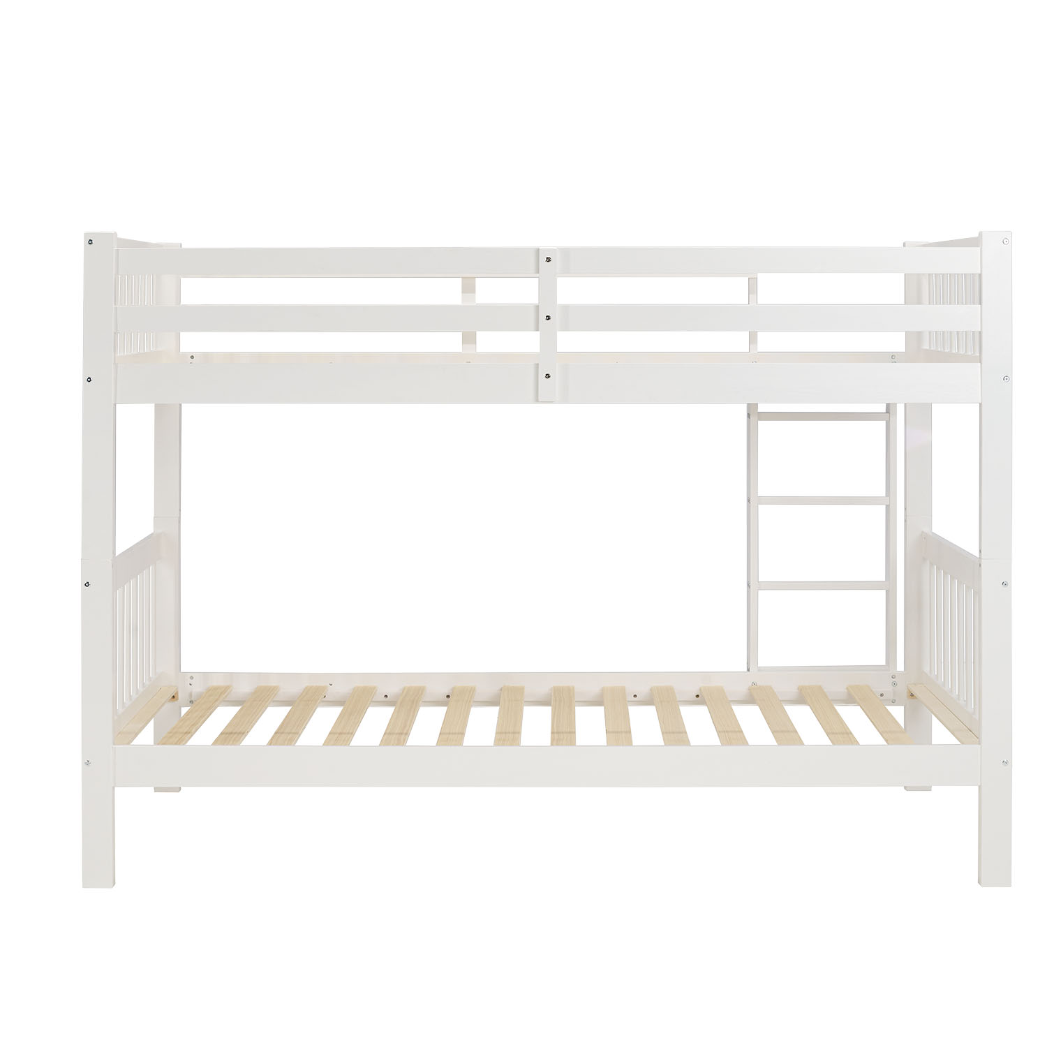 Bunk Bed 90x200 cm White | Kids Bed with Mattress | Fall Protection | Convertible | Massif pine wood