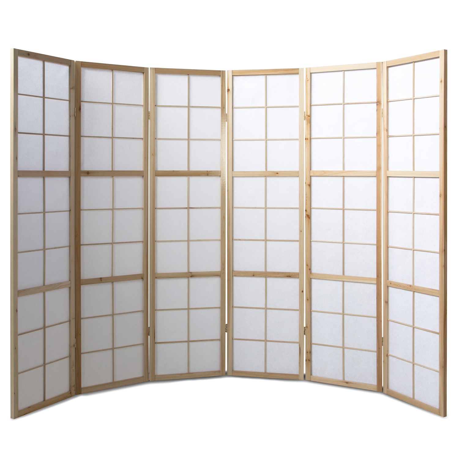 Paravent Natural Shoji Rice Paper White | 6-panel | Wood | Room Divider Partition Privacy Screen