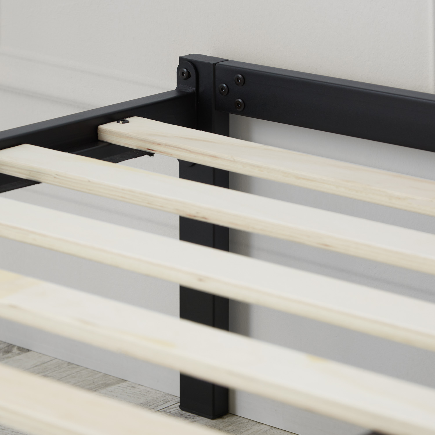 Solid Metal Bed 90x200 cm Slatts Single Bed Black Futon Bed Platform Bed Frame Guest Bed 