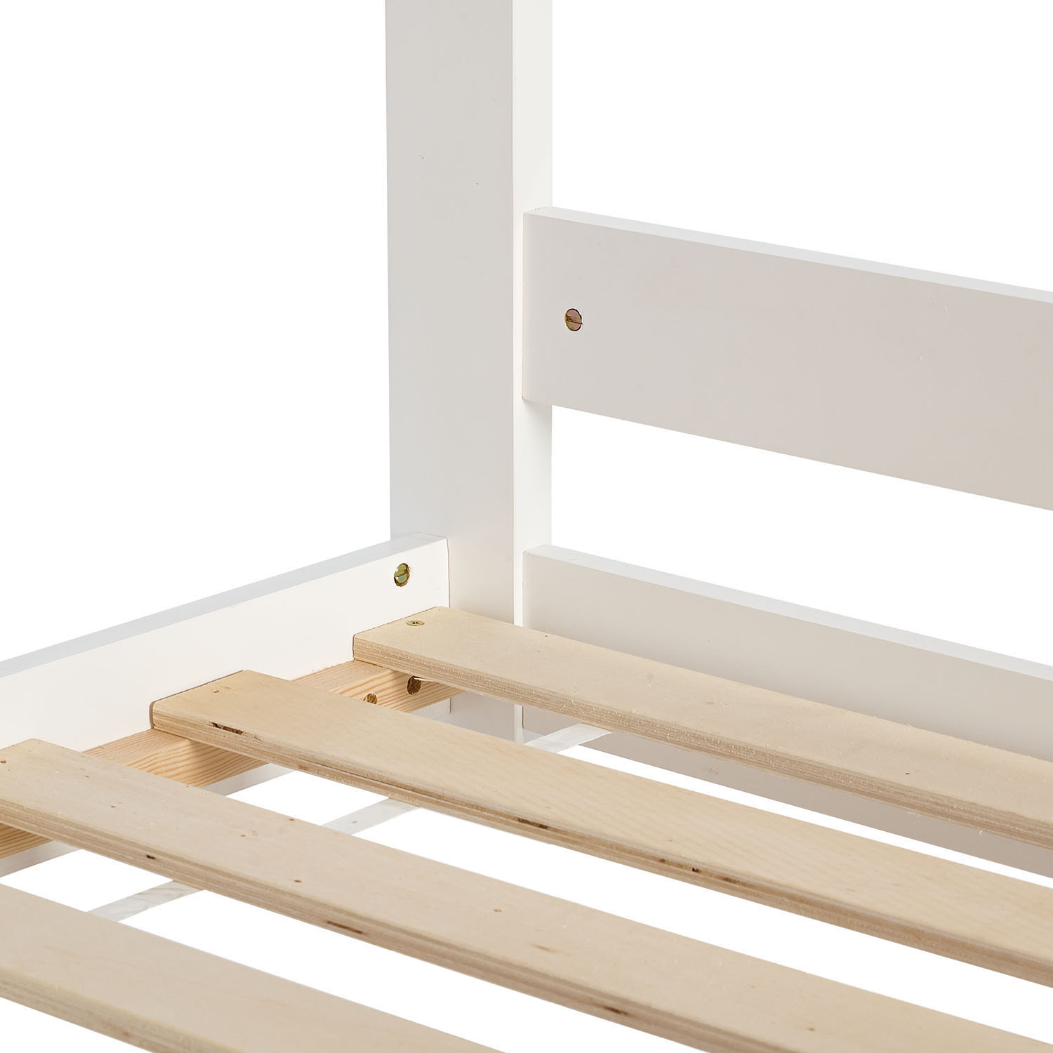 Bunk Bed 3 Levels 90x200 cm White | Ladders Natural | with Slatted Frame