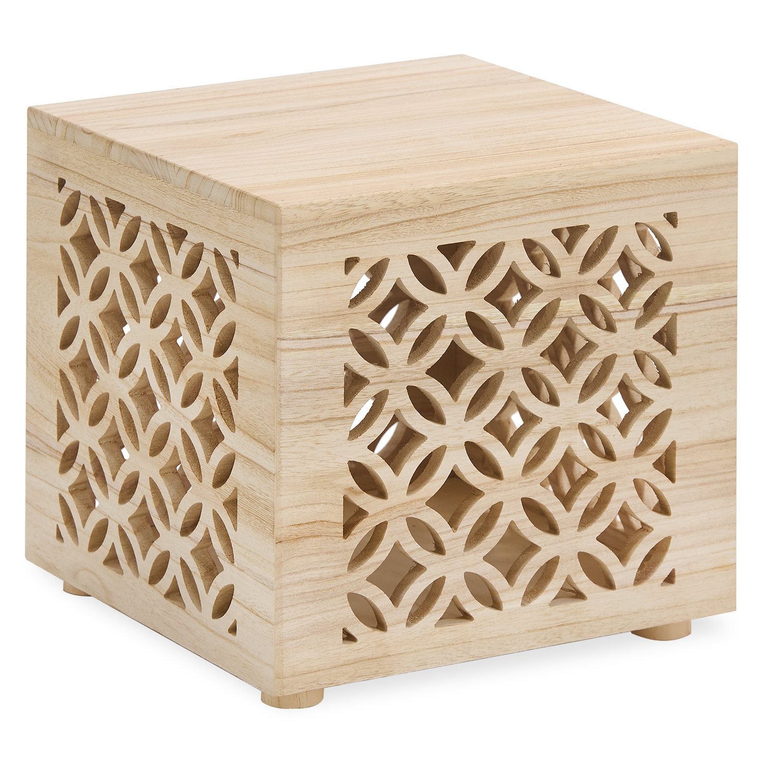 Side table wood cube bedside light