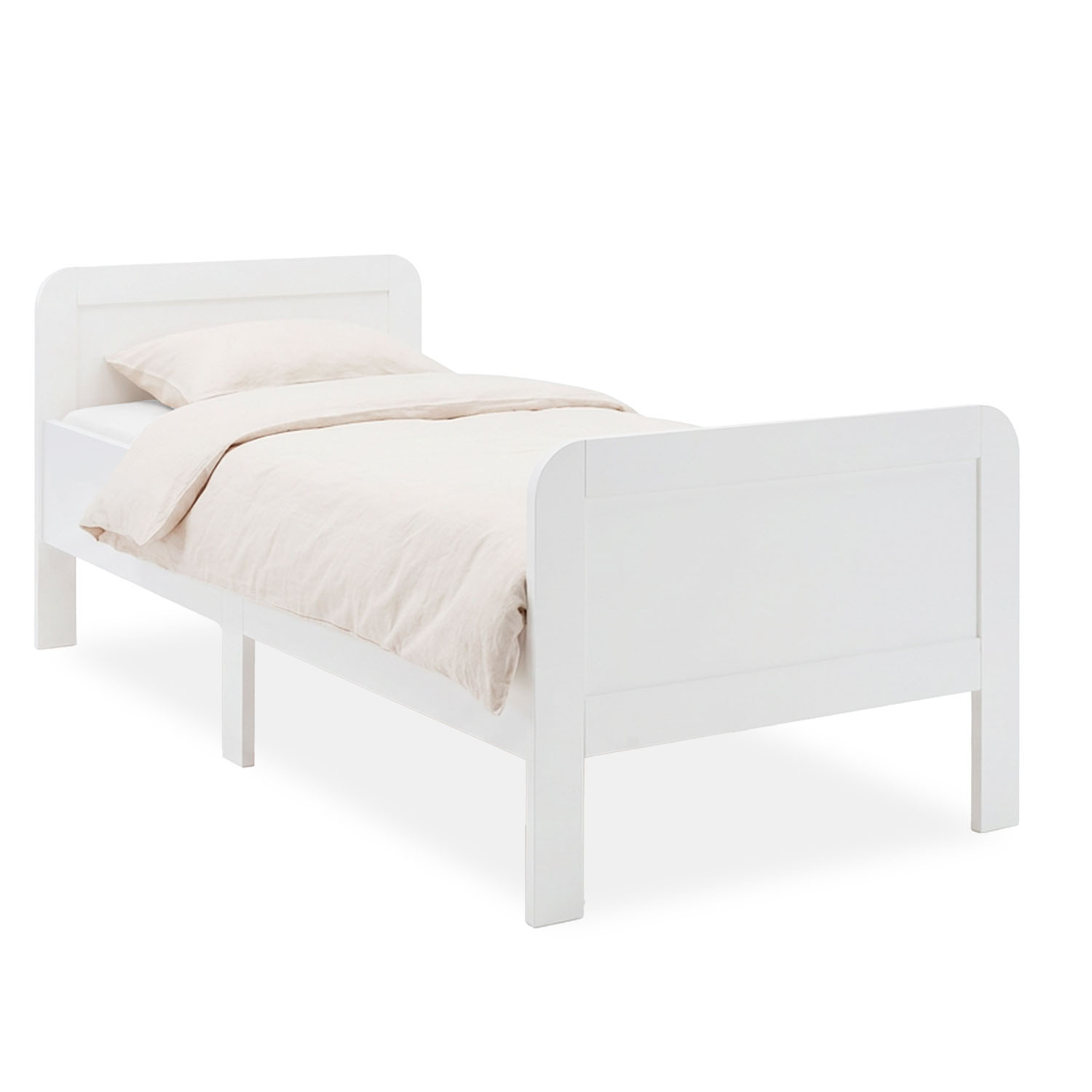 Comfort Bed 90x200 cm White | Senior Bed Height Adjustable | Single Bed | Wood | without Slatted Frame