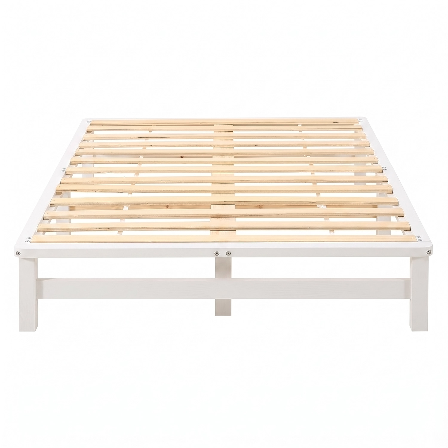 120x200 cm White Pallet Bed – Wooden Double Bed with Slatted Base for Teen Rooms, Guest Rooms, and Bedrooms