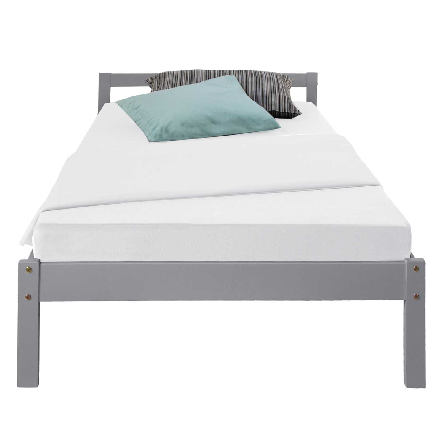 Pallet Bed 90x200 cm Gray | Single Bed | with Slatted Frame | Wood | Kids Youth Guest Bedroom