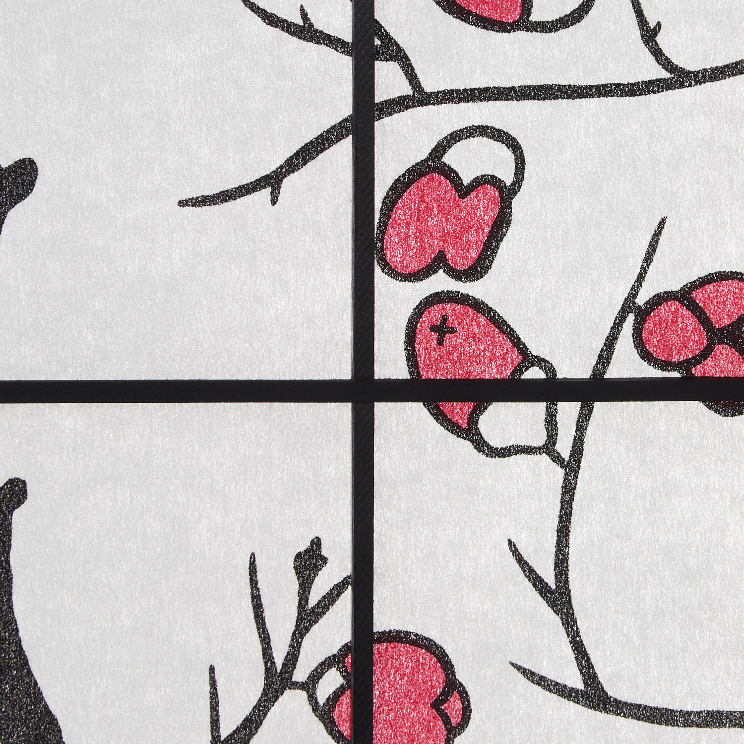 Paravent room divider 3 4 5 6 parts, wood black, rice paper white, cherry pattern