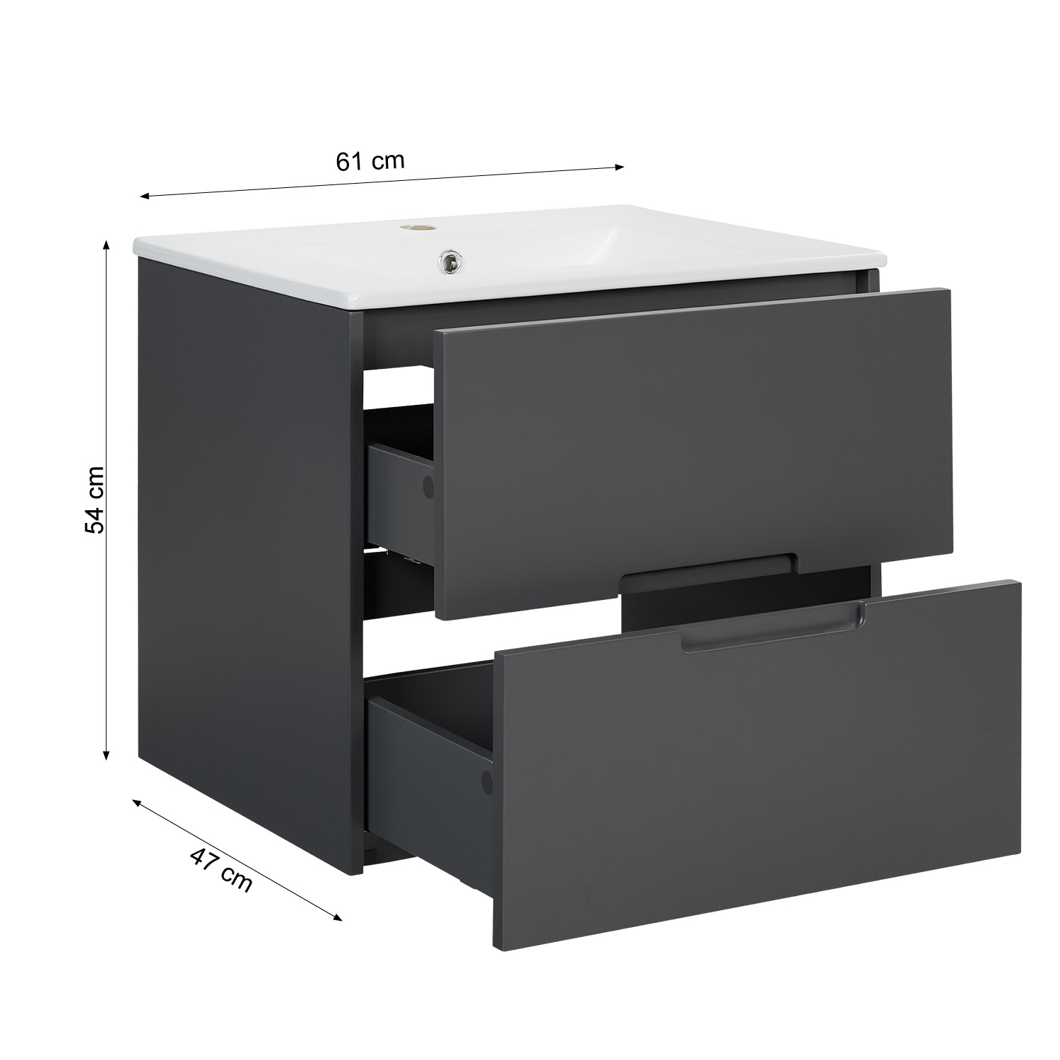 Bathroom cabinet 60 cm Wood Grey Storage Vanity unit Bathroom furniture Sink unit Washroom wall cabinet