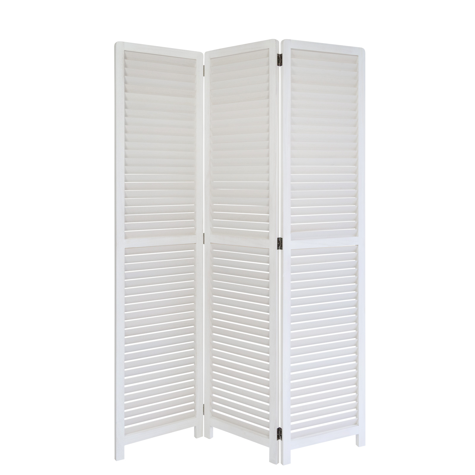 Paravent White Wooden Slats | 3-panel | Wood | Room Divider Partition Privacy Screen