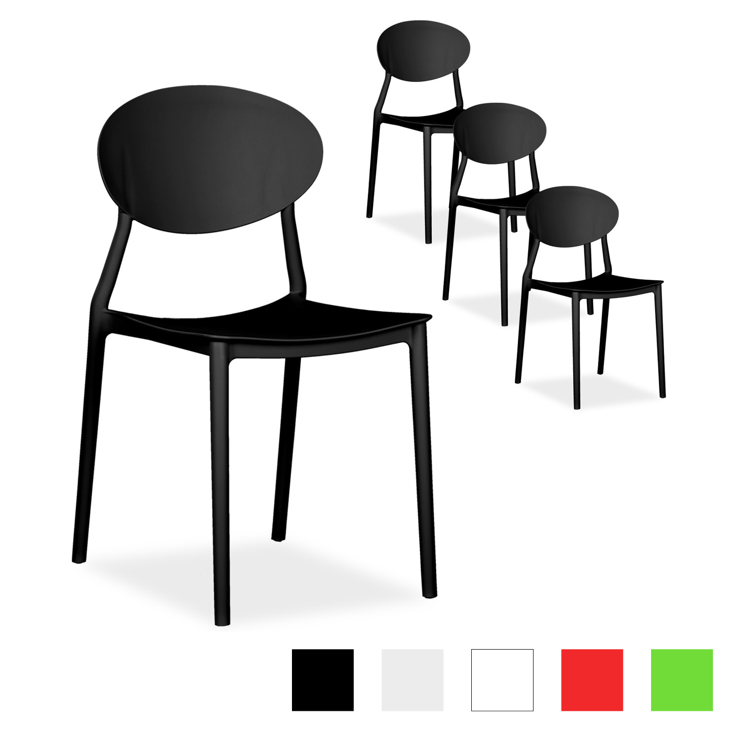 Garden chair Set of 4 Camping chairs 5 different colours Outdoor chairs Plastic Stacking chairs Kitchen chairs
