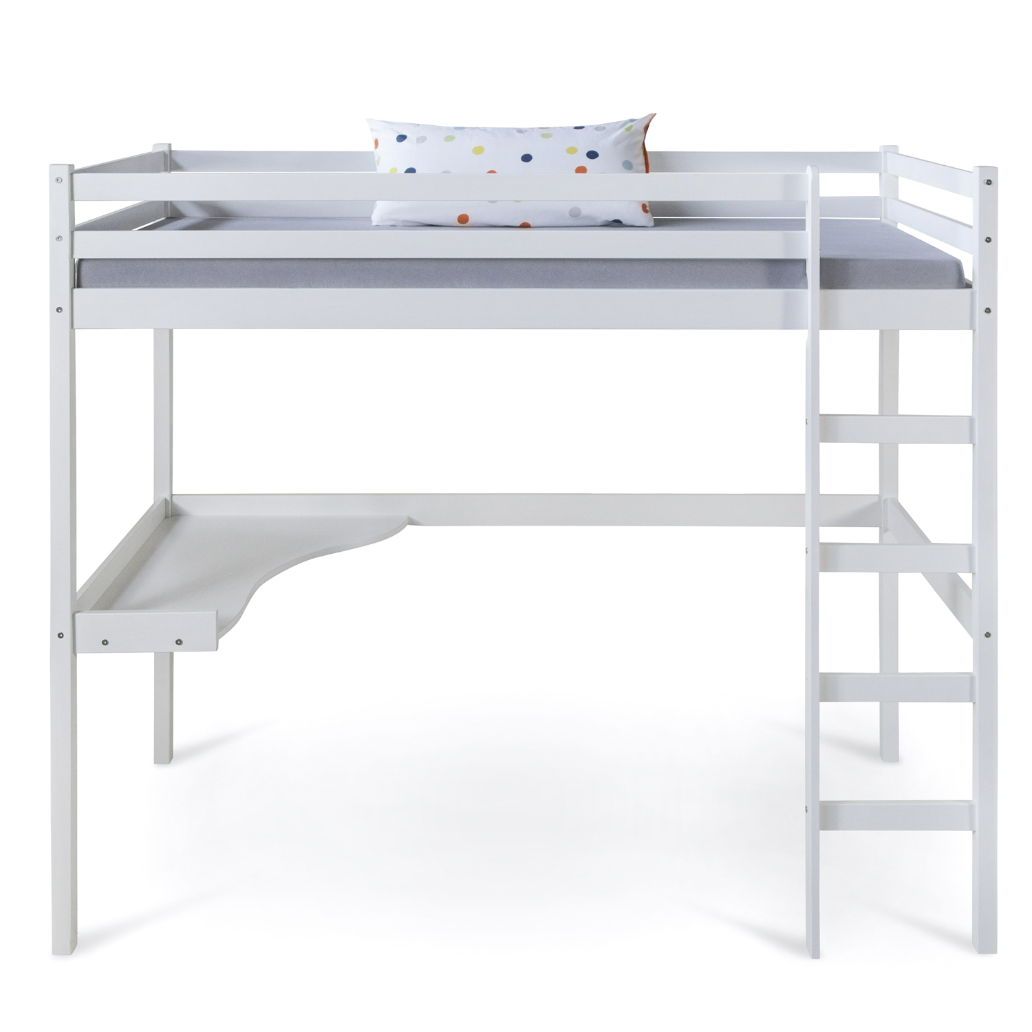 Children's Loft Bed 90x200 cm White | Ladder | Desk Included