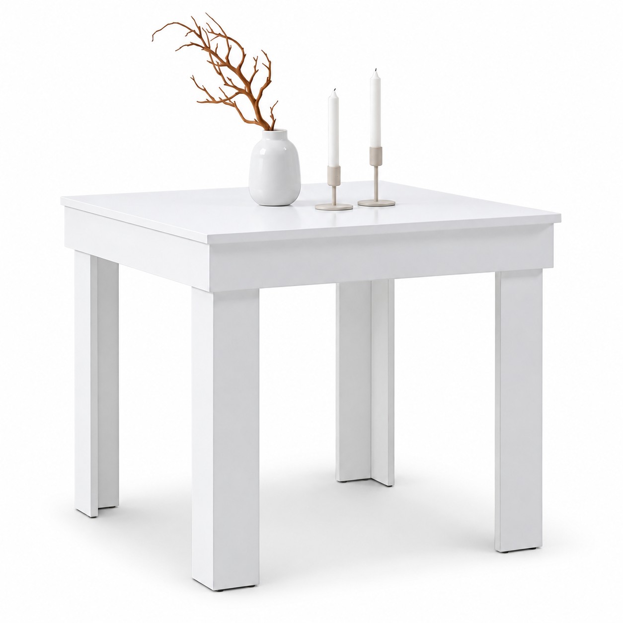 Esstisch Esszimmertisch Weiß 80x80 / 90x60 cm Holztisch Küchentisch Holz Eiche Tisch Massiv Wohnzimmertisch