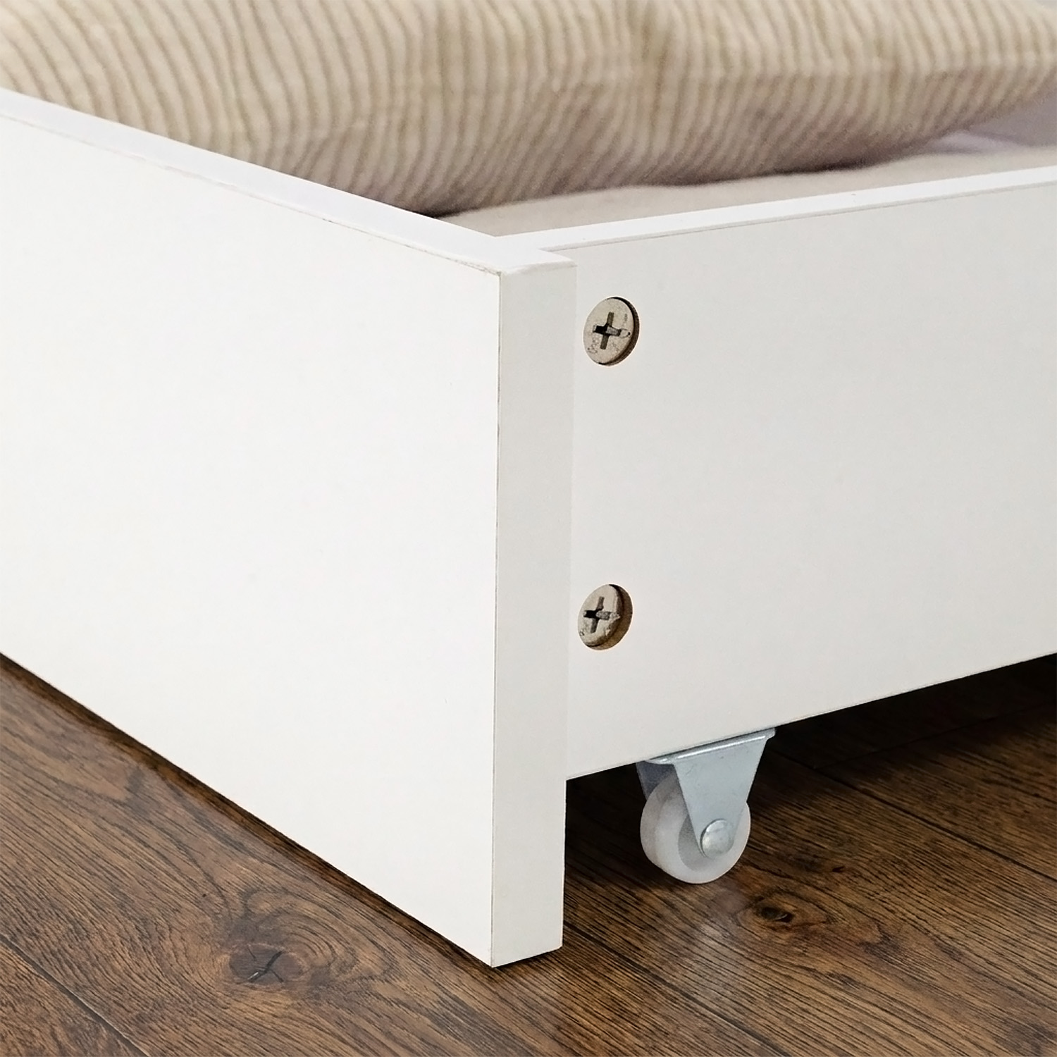 Wood Bed 140x200 cm White | Double Bed with Storage Drawer | with Slatted Frame | Solid | Kids Youth Guest Bedroom