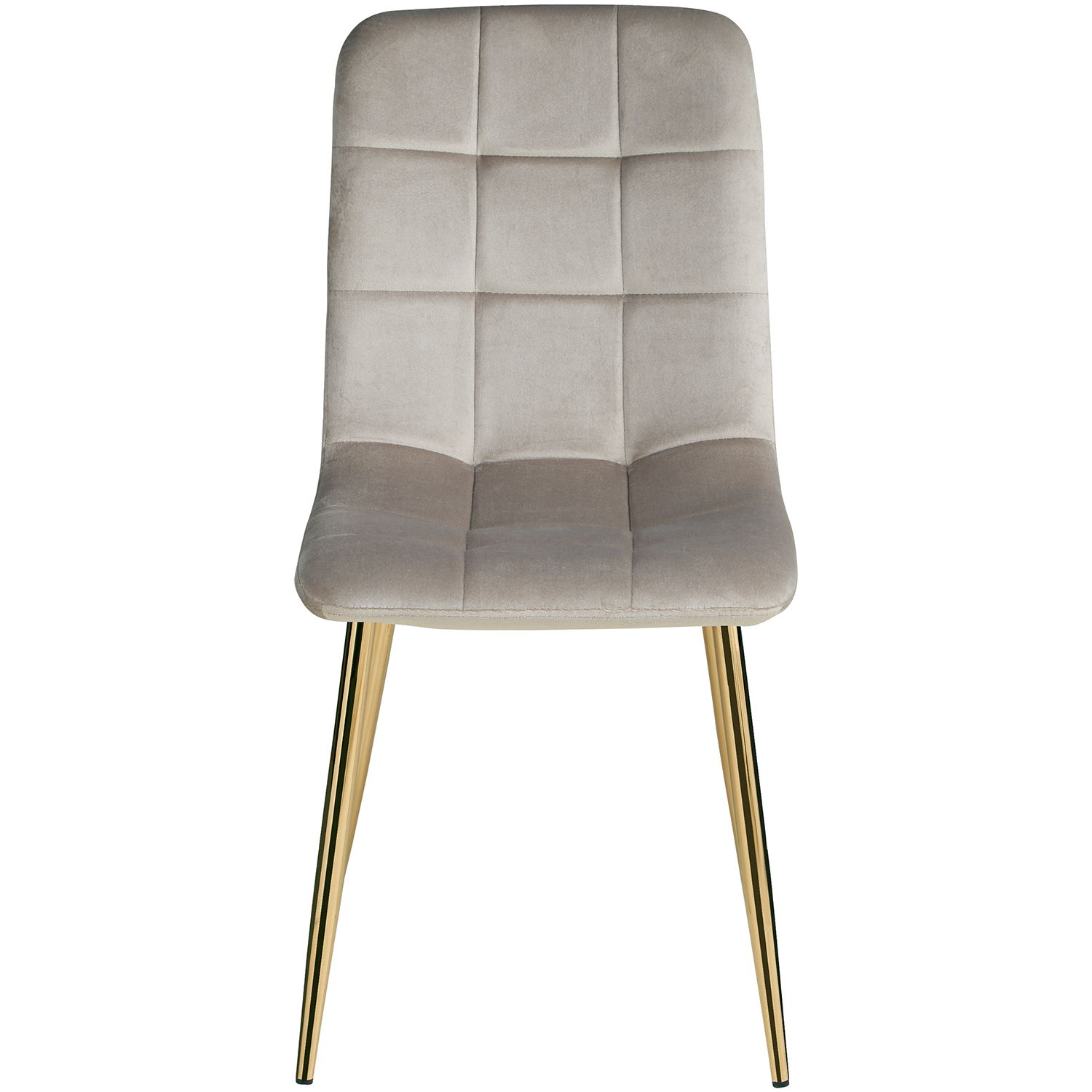 Light Gray Velvet Upholstered Chair with Gold Legs – Elegant Velvet Dining Chair Without Armrests