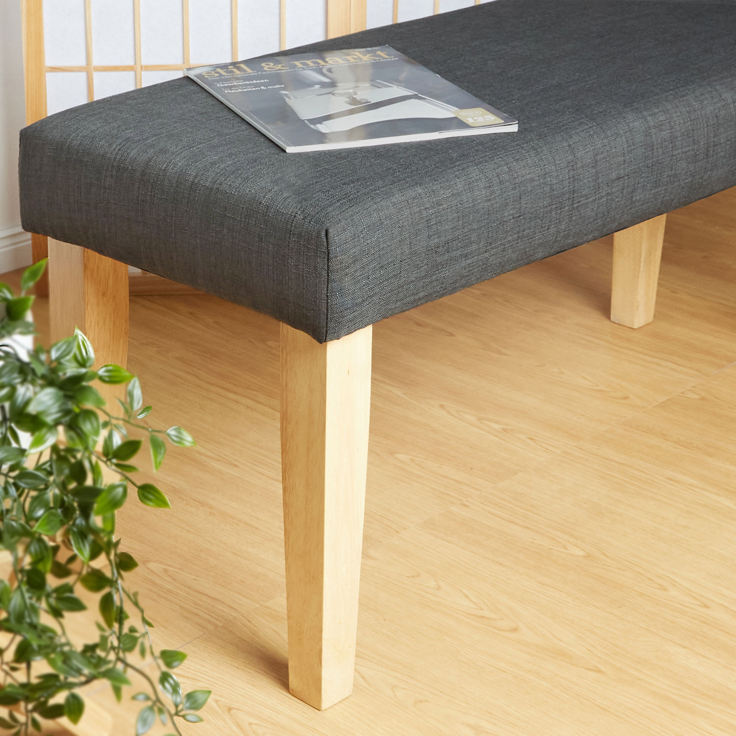 Upholstered Bench Dark Grey Seat Bench Side Bench Stool Seating 103 cm